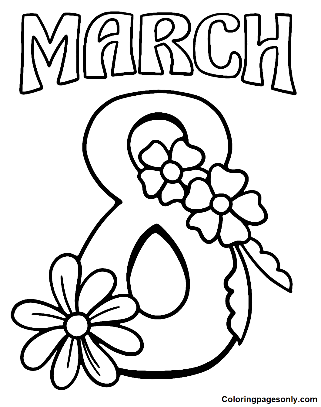 8 March Picture Coloring Pages