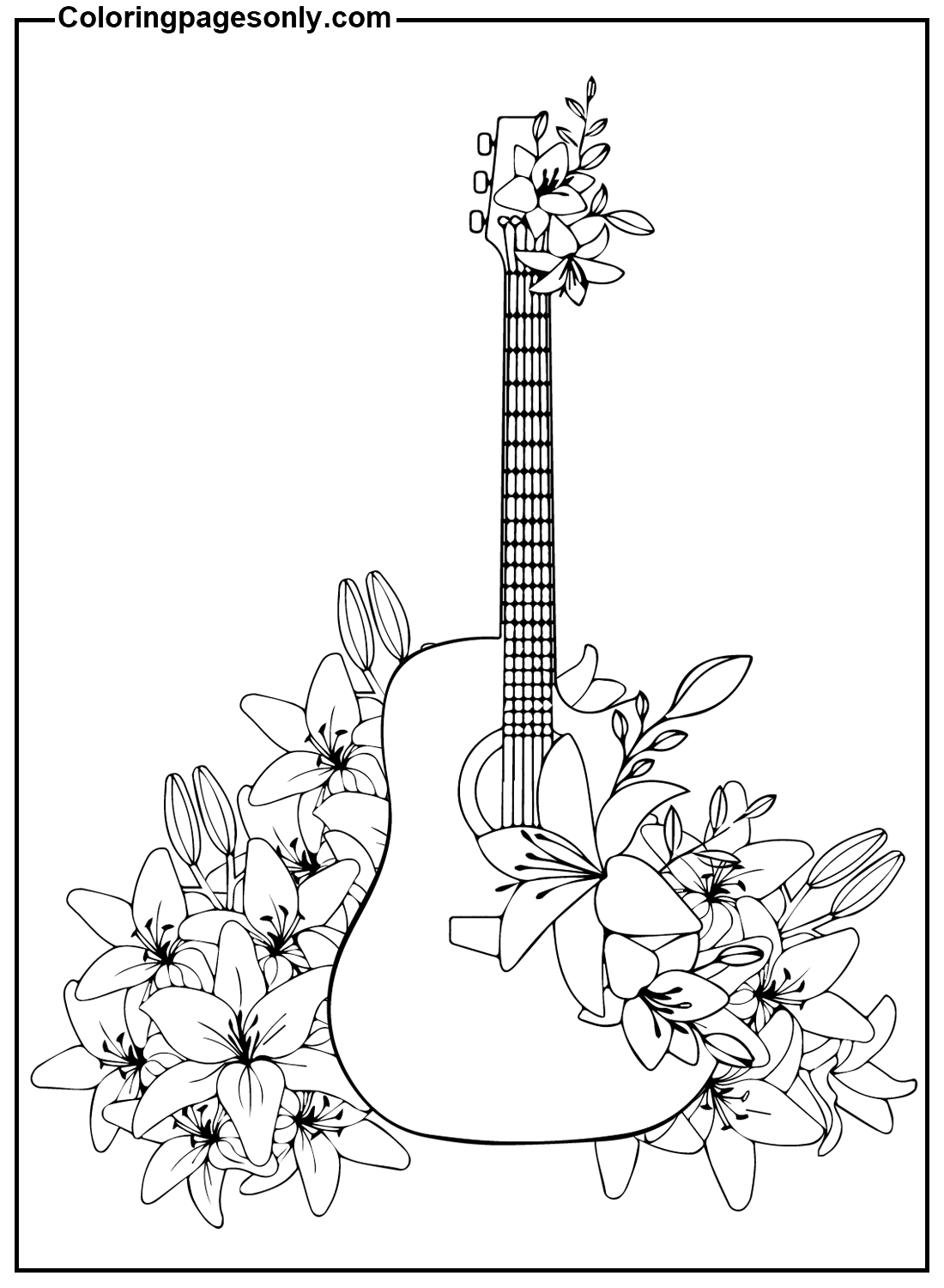 Acoustic Guitar Coloring Pages