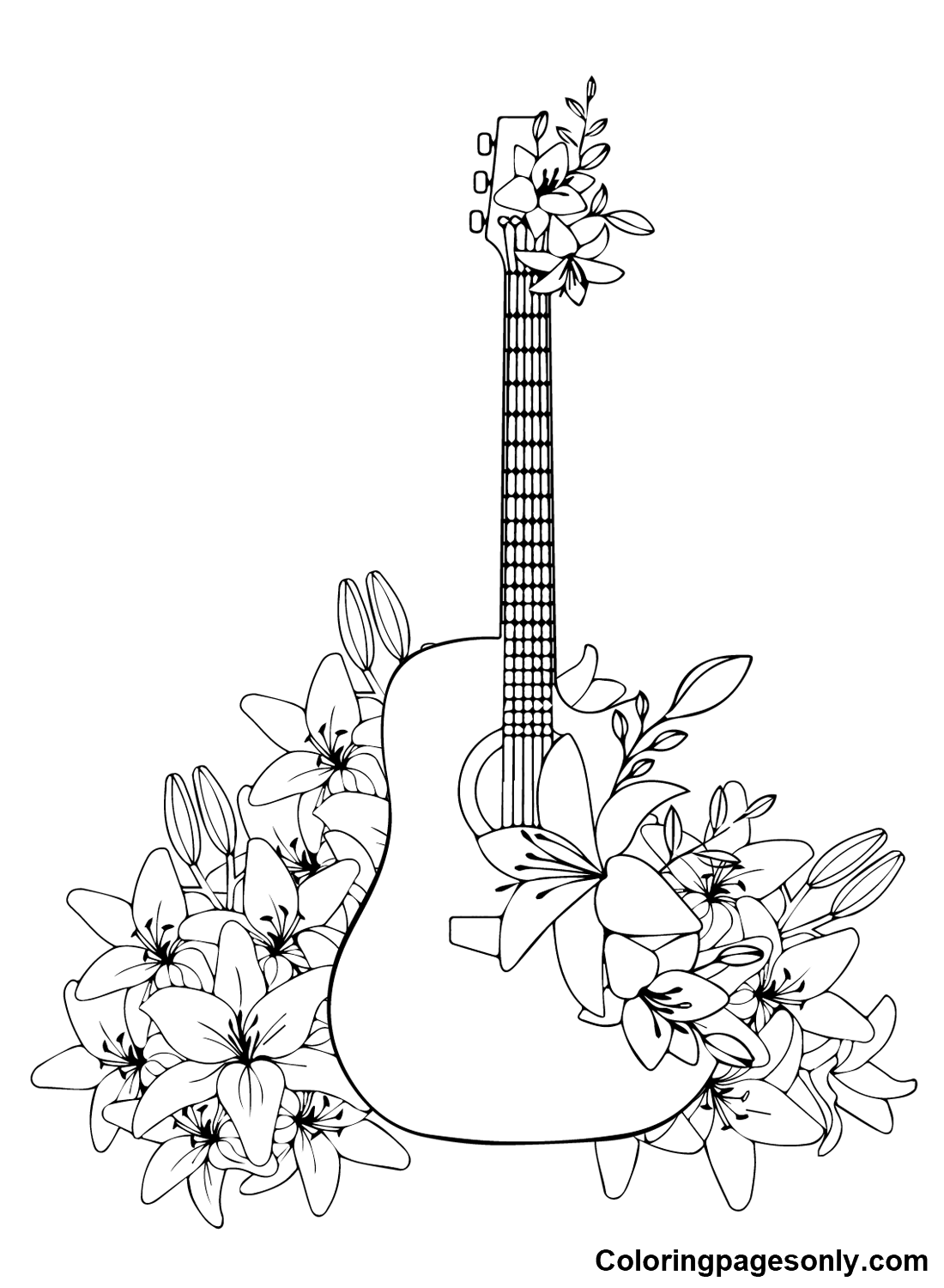 Acoustic Guitar Coloring Pages