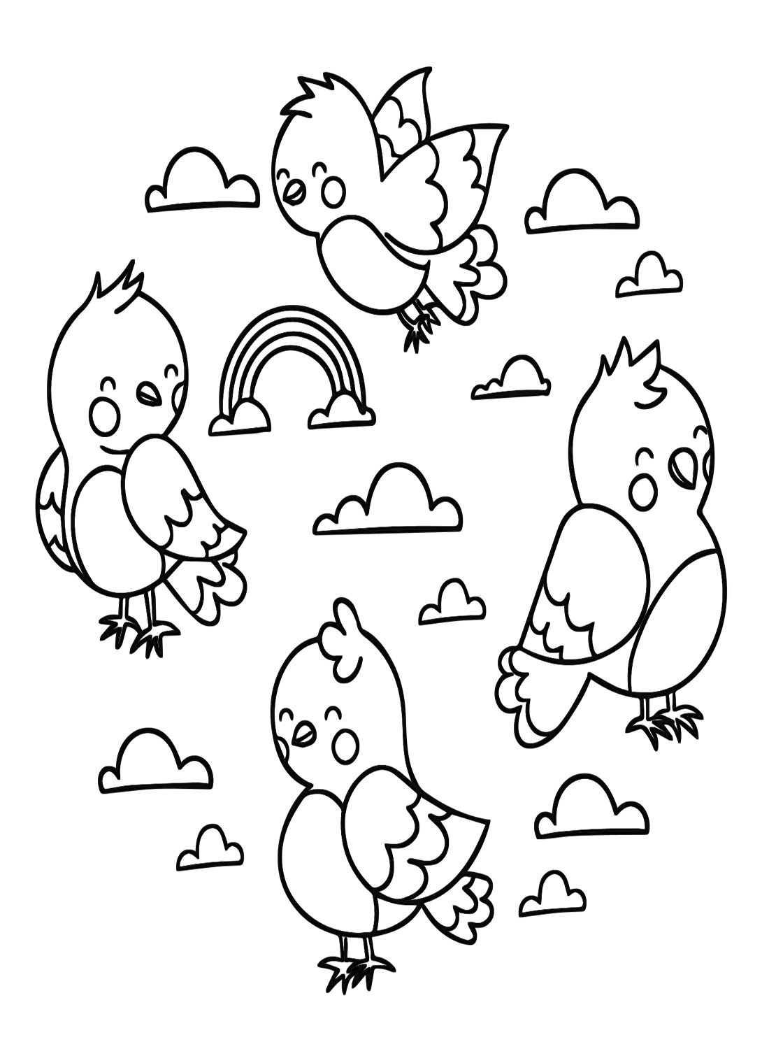Adorable Kawaii Animals Coloring Page