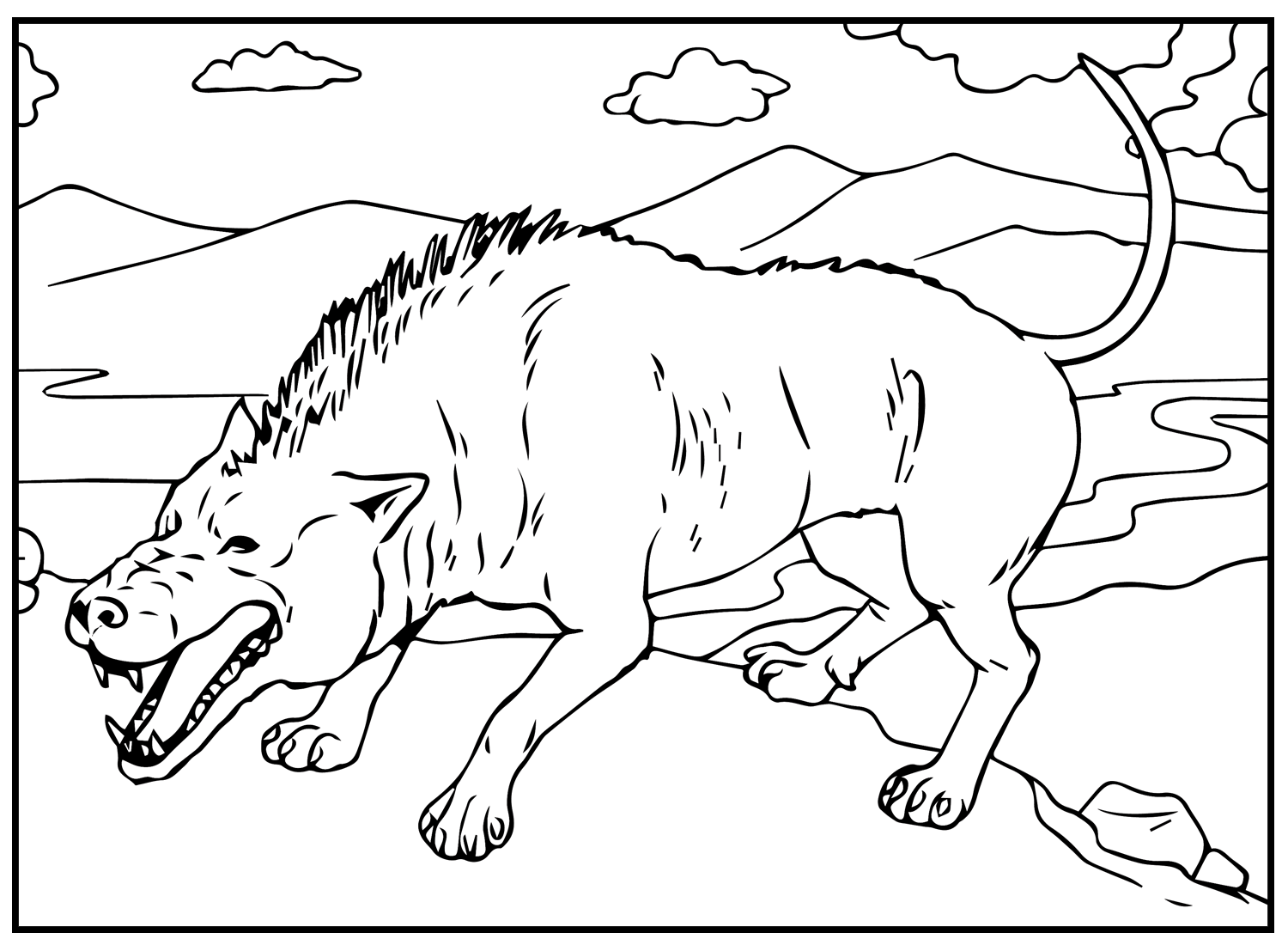 Angry Hyena Coloring Page
