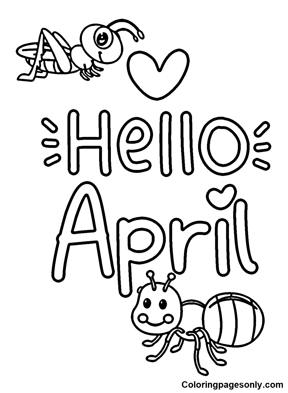 Animals Hello April Coloring Pages