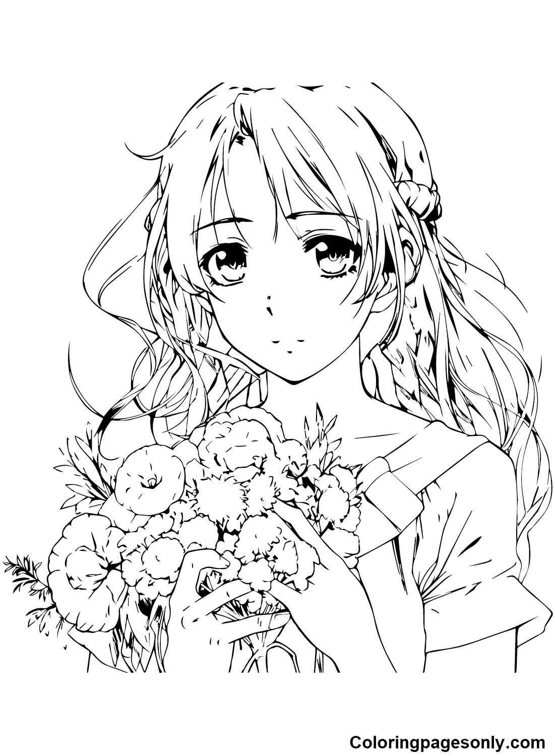 Anime Girl Cute Coloring Page
