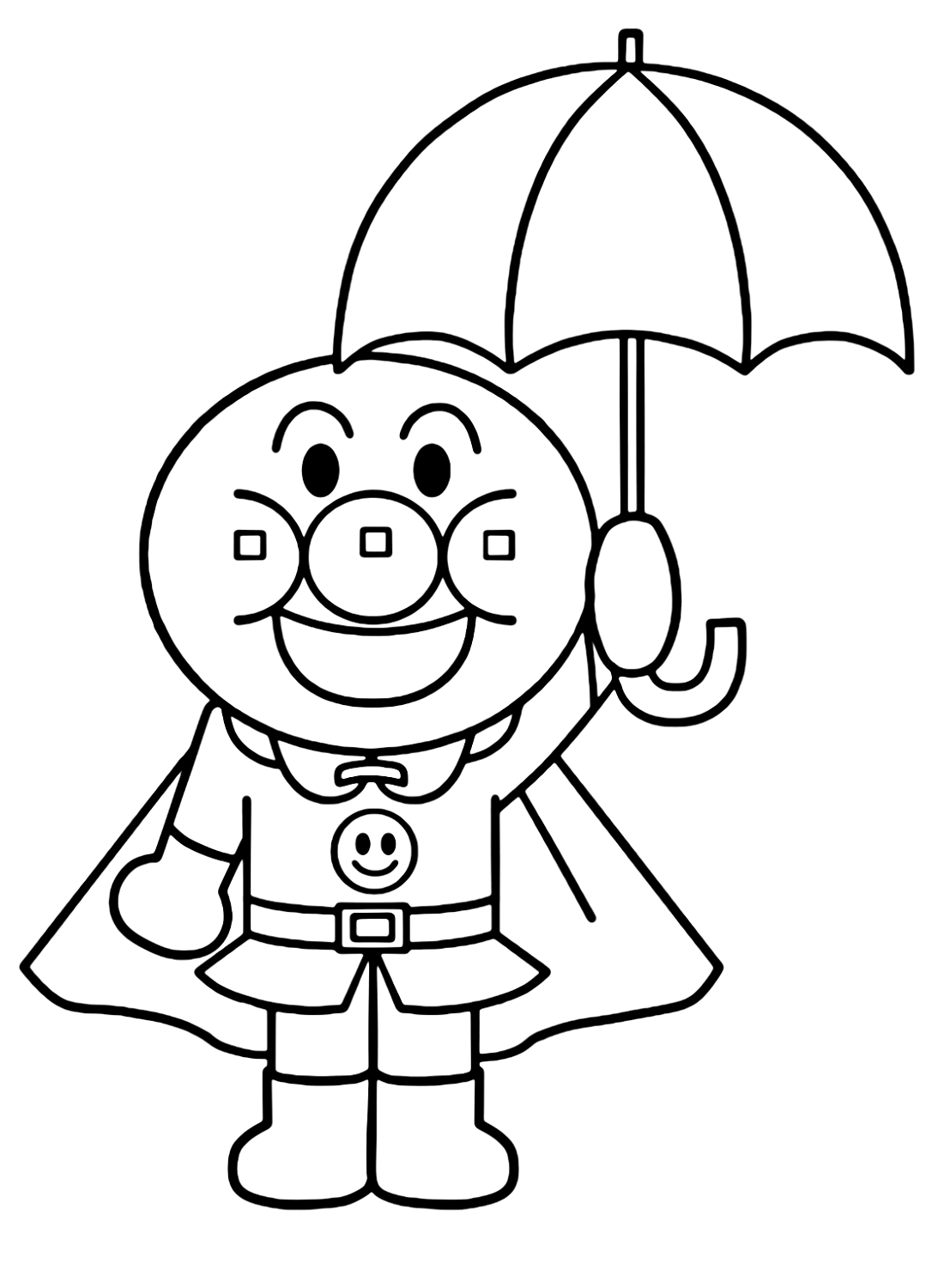 Anpanman holding Umbrella Coloring Pages