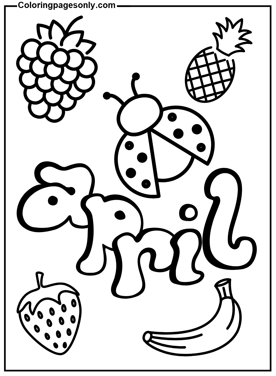 April with Fruits Coloring Page