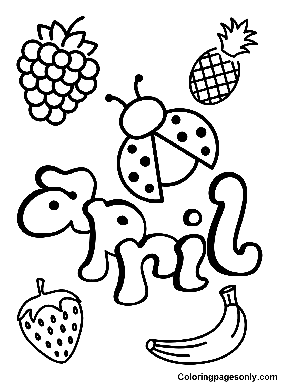 April with Fruits Coloring Pages