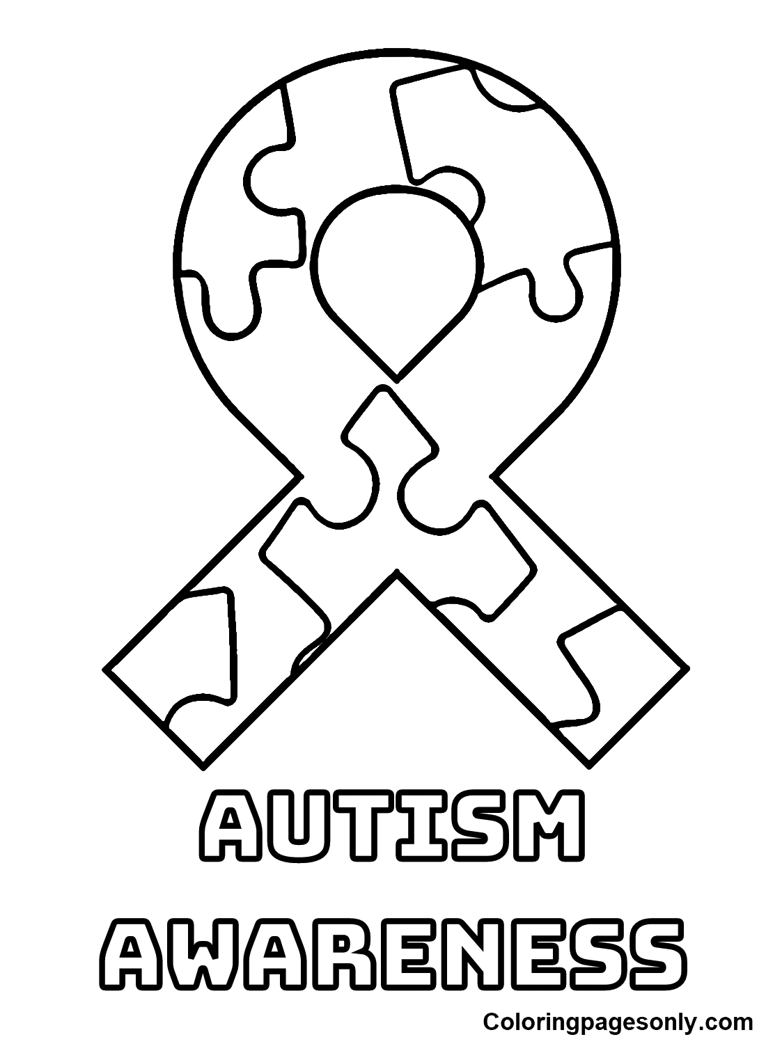 Autism Ribon Coloring Pages