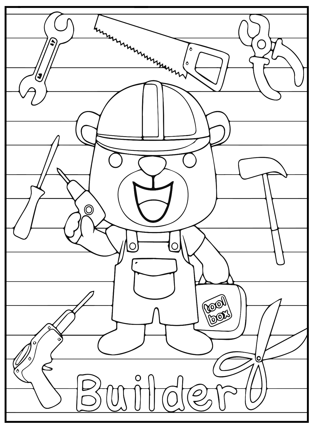 Bear And Toolbox Coloring Pages