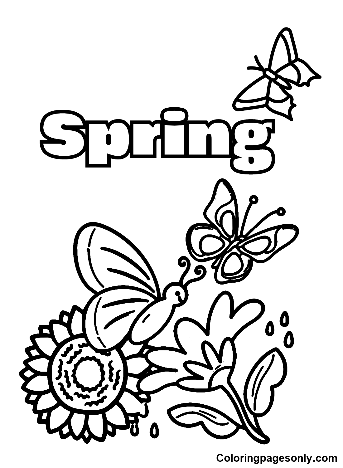 Beautiful First Day of Spring Coloring Page