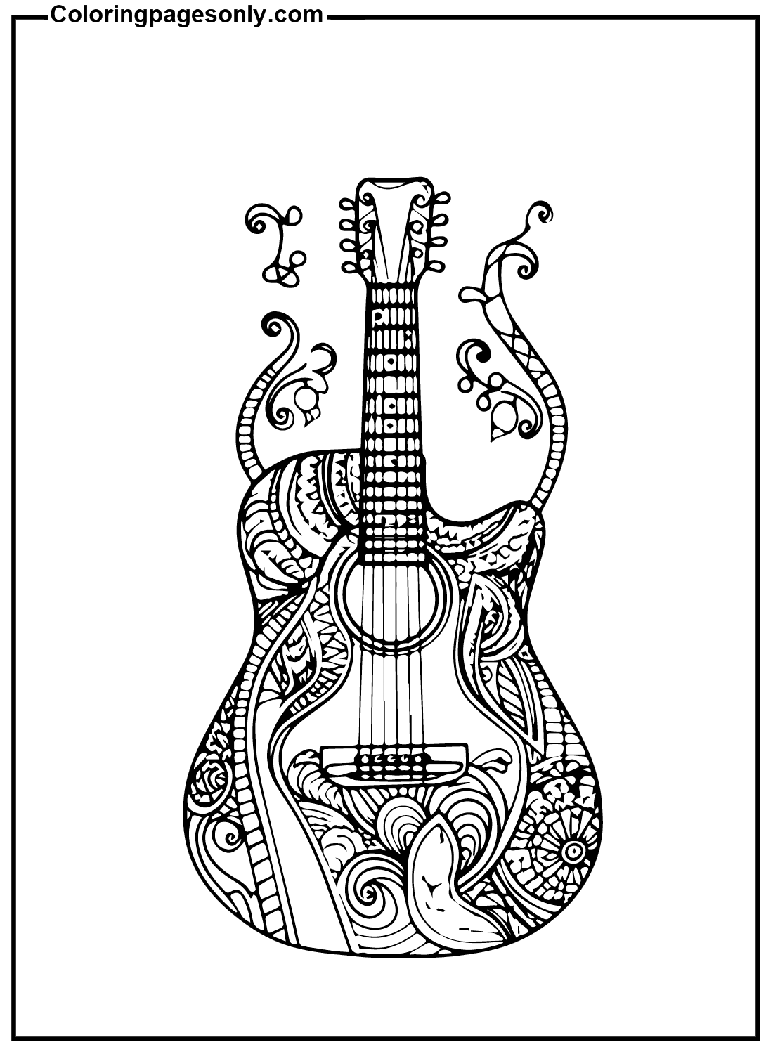 Beautiful Guitar Coloring Pages