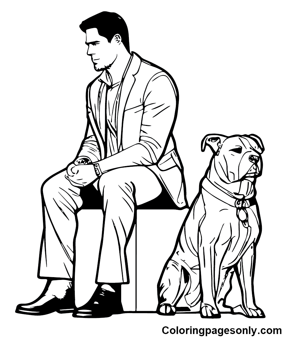 Ben Affleck with Dog Coloring Pages
