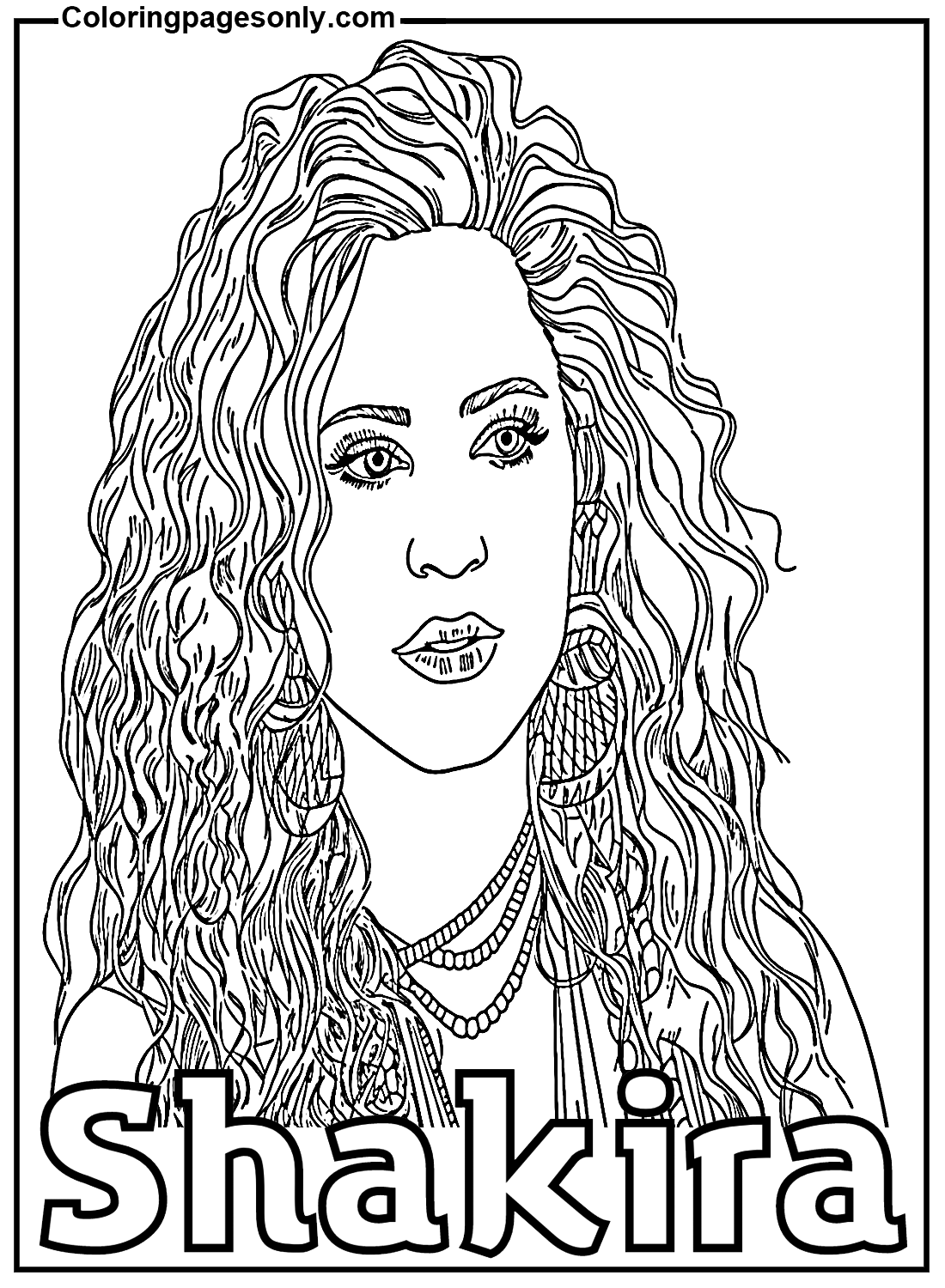 Beutiful Shakira Coloring Pages