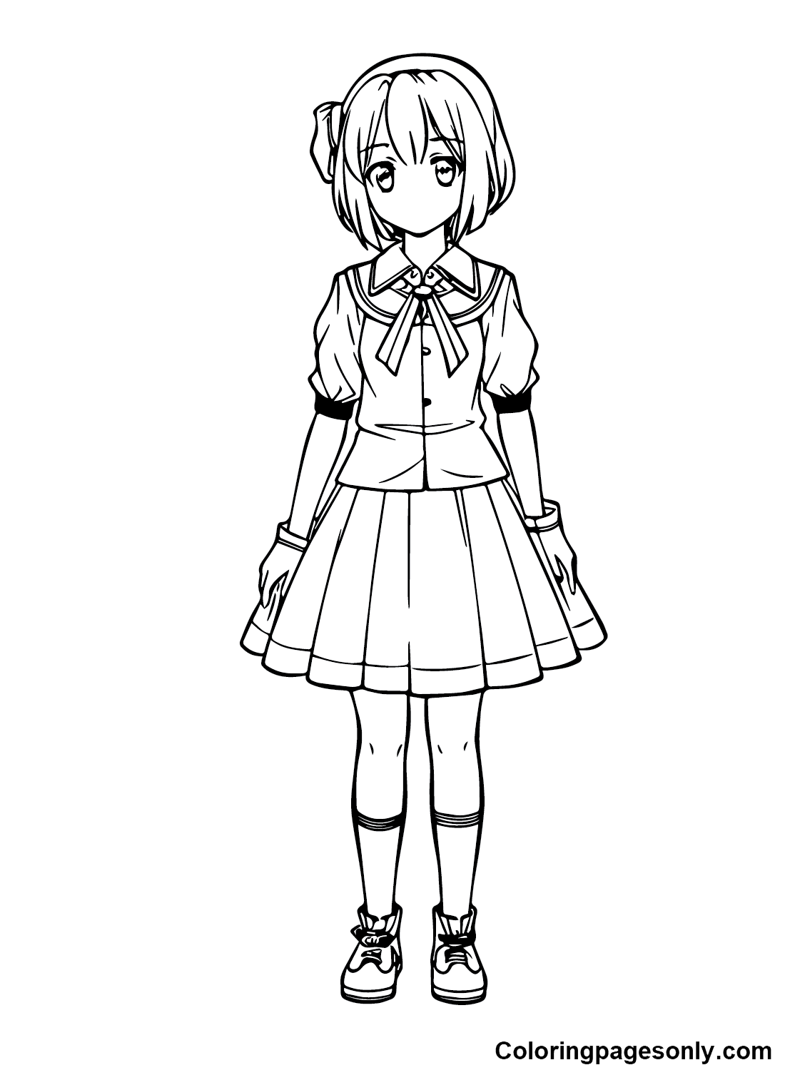 Blue Hair Anime Girl Coloring Page