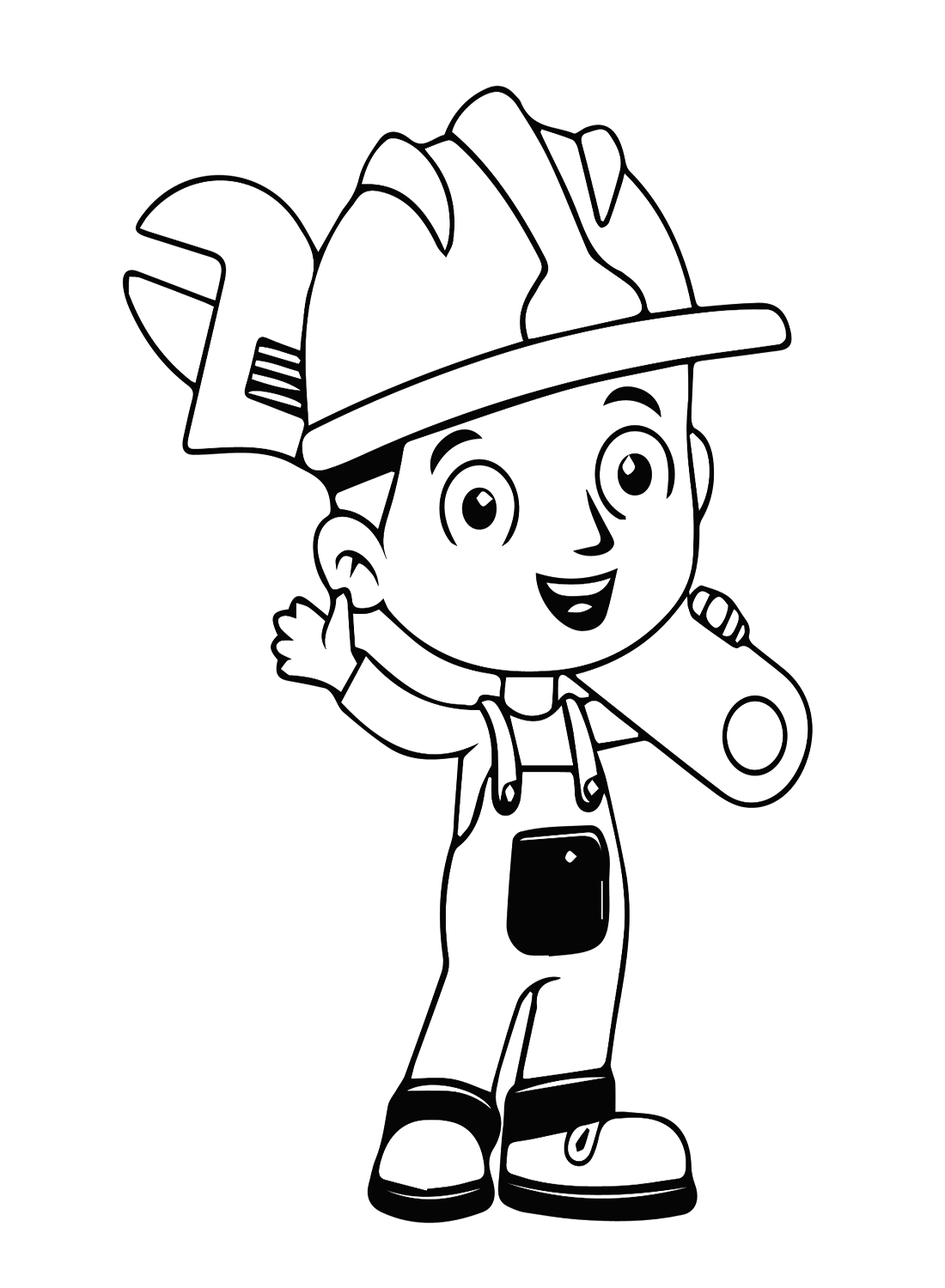 Boy and Wrench Coloring Page