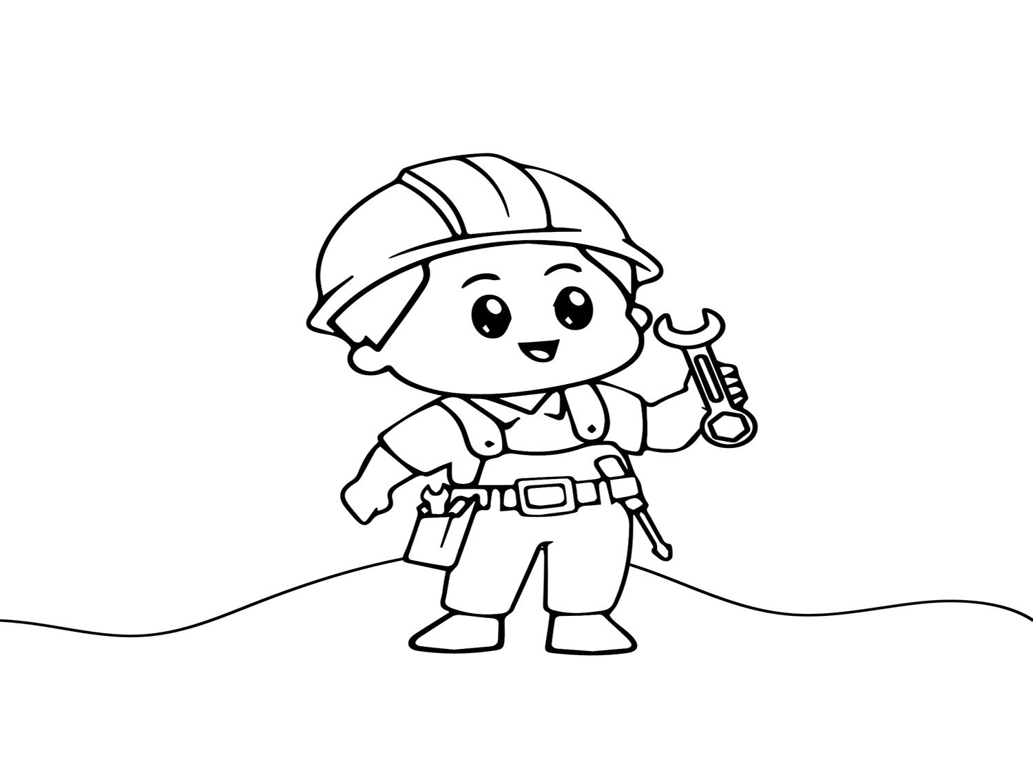 Boy with Wrench Coloring Page
