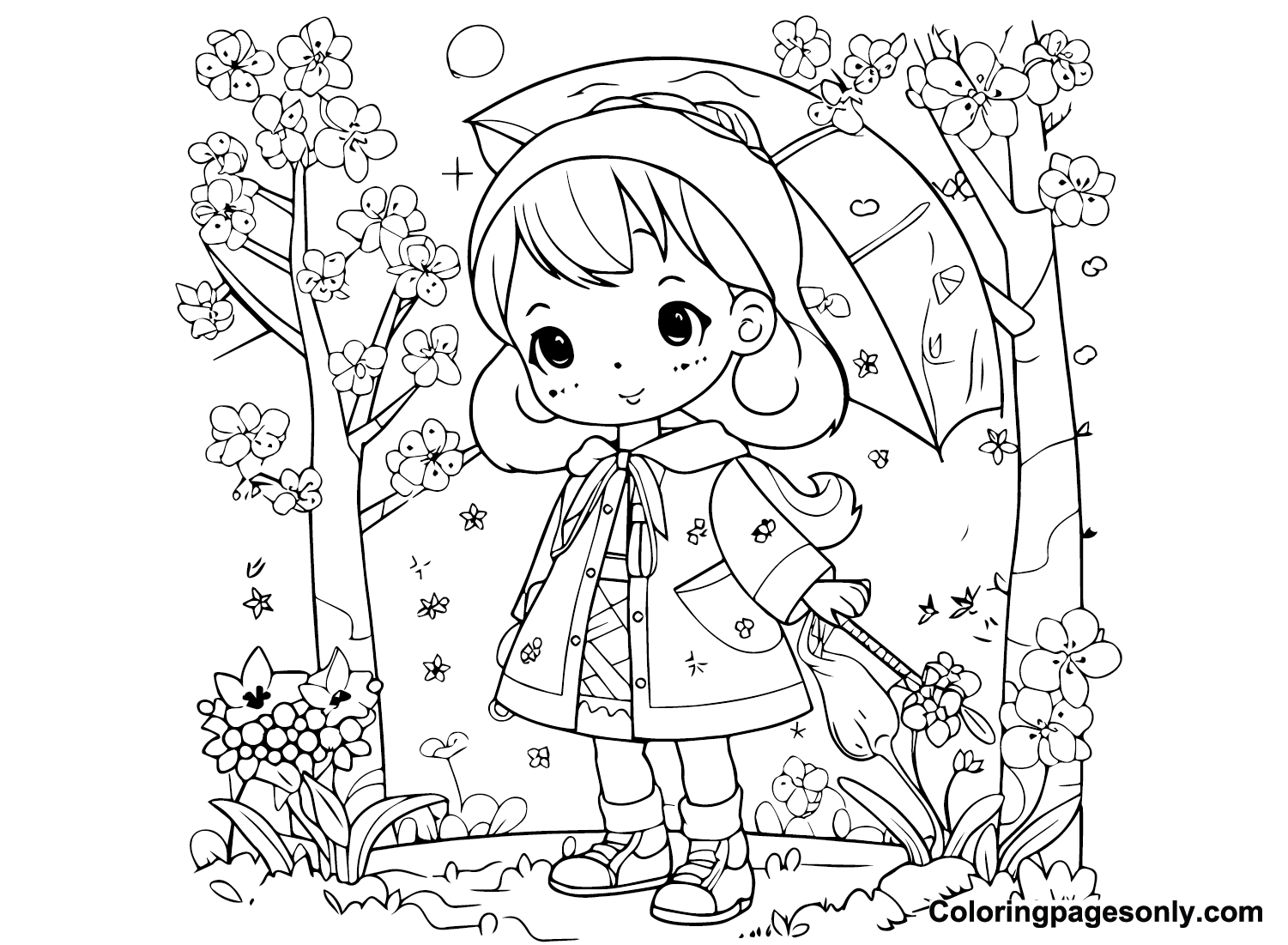 Cherry Blossom Girl Coloring Page