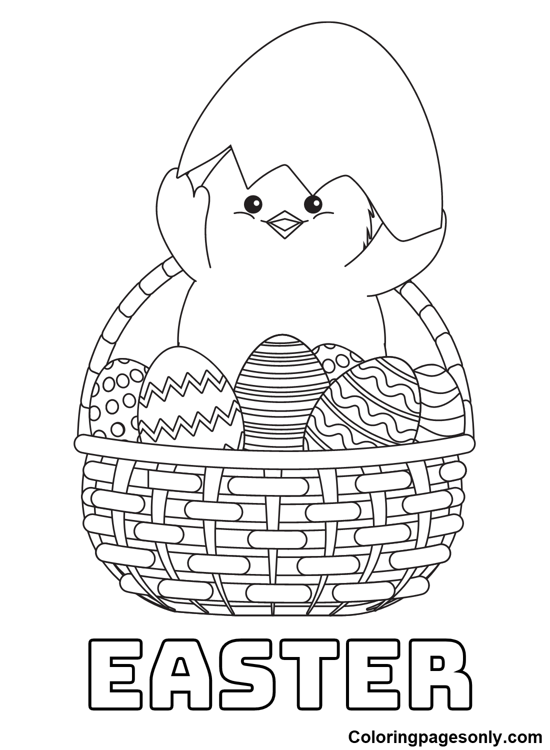 Chick Easter Basket Coloring Page