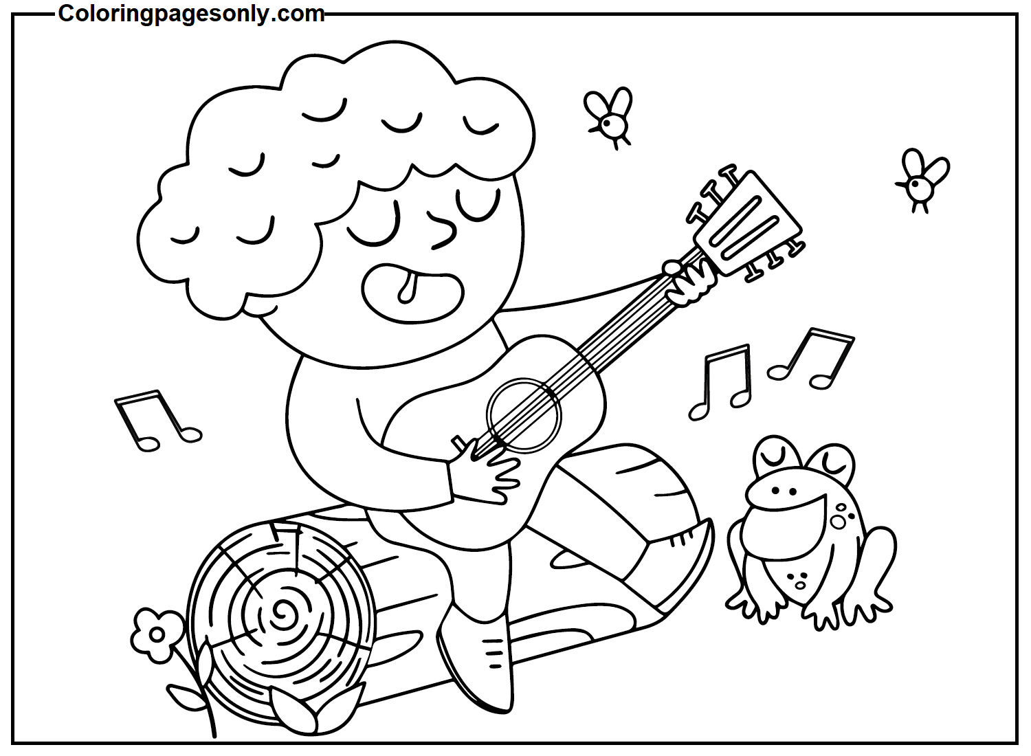Children Playing Guitar Coloring Pages