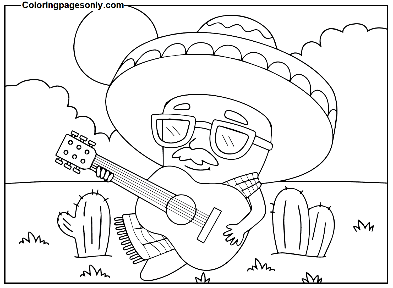 Cinco De Mayo Guitar Pictures Coloring Pages