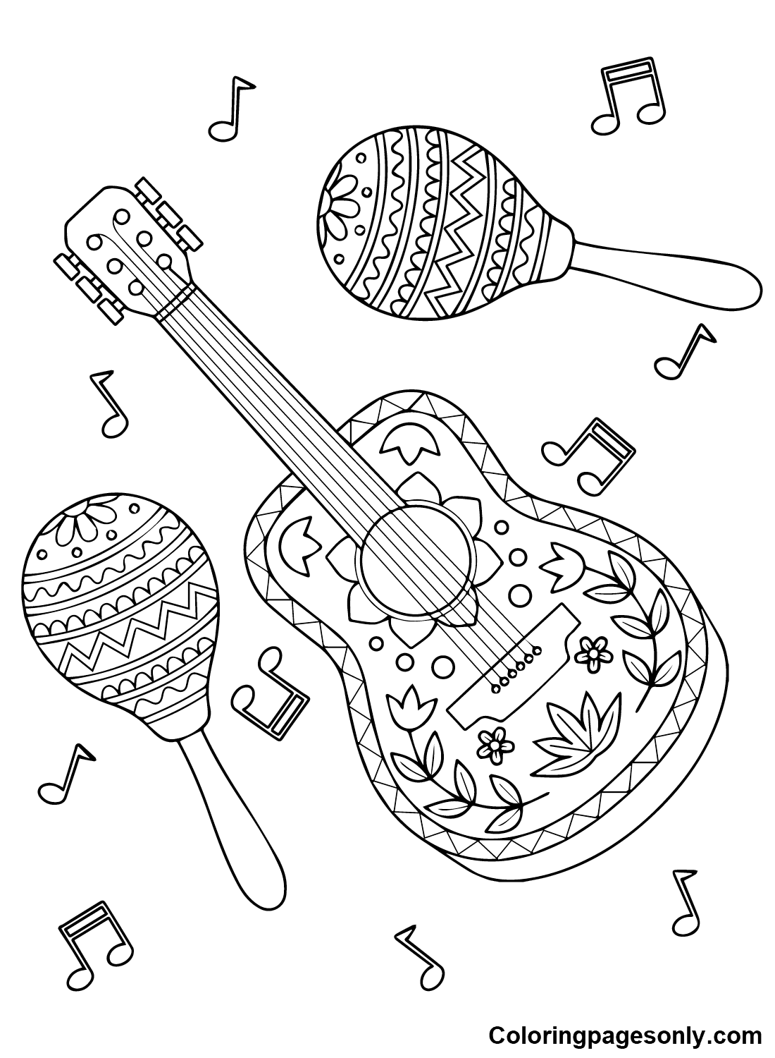 Cinco De Mayo Guitar Coloring Pages