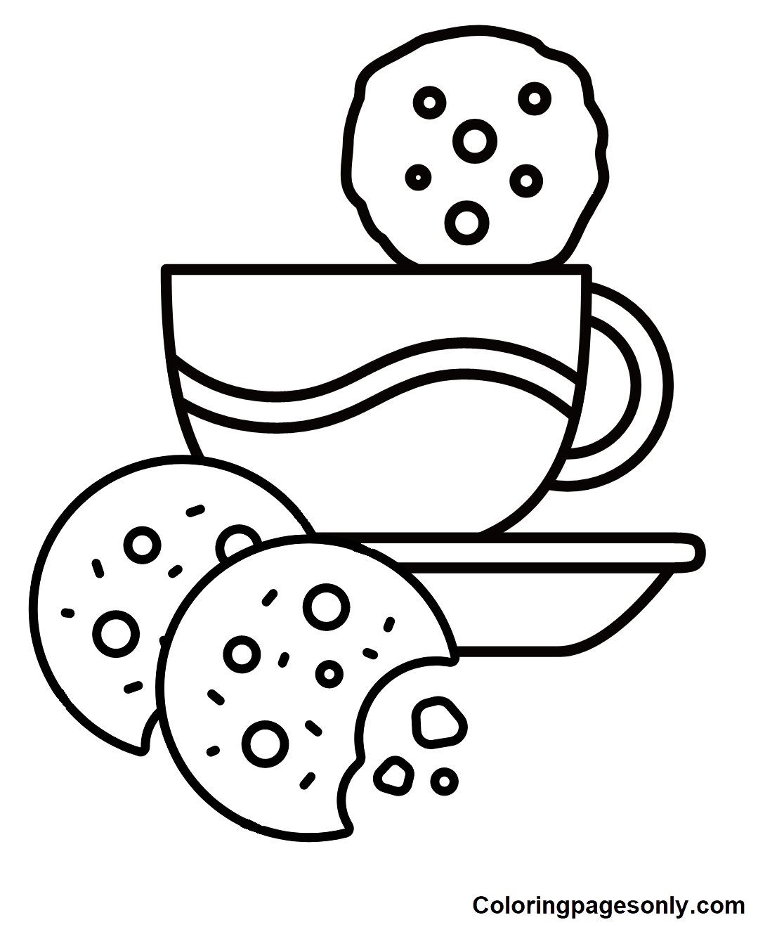 Coffee Cup and Cookie Coloring Pages