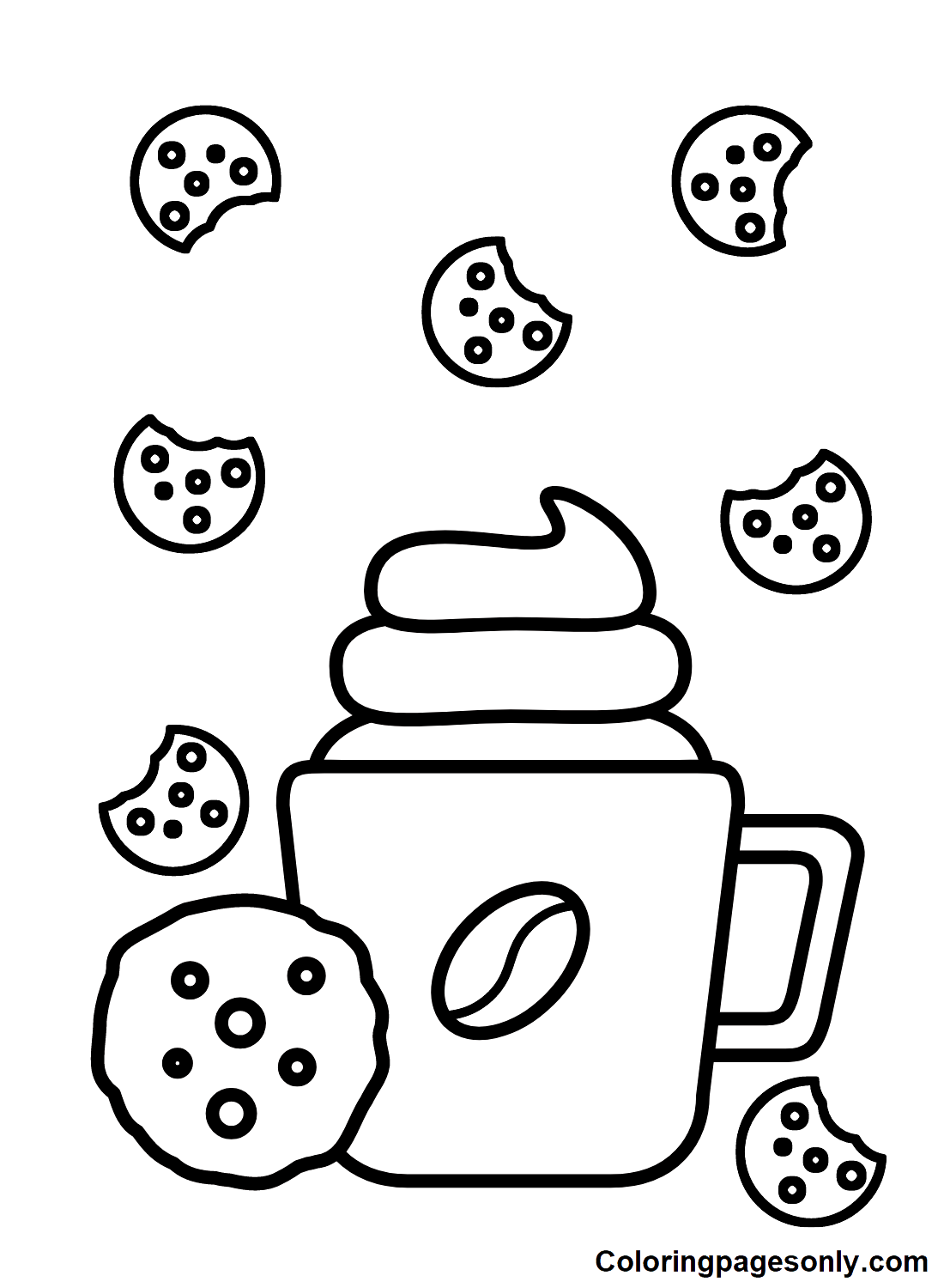 Coffee Mug and Cookie Coloring Pages