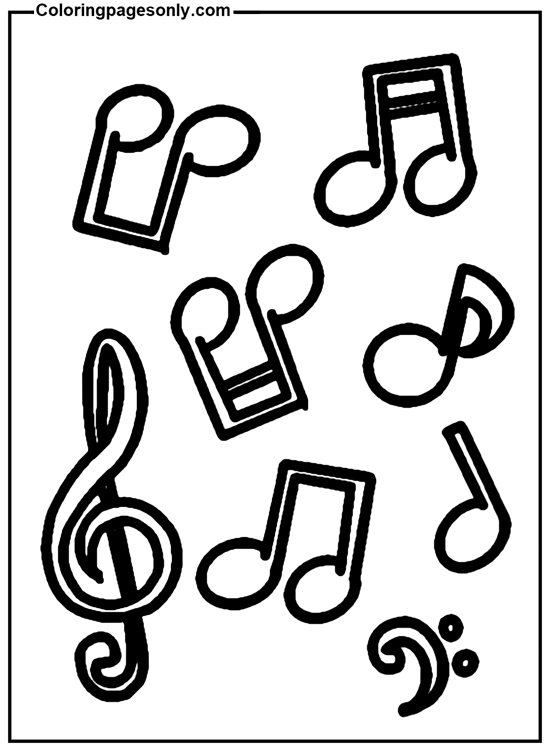 Colorful Music Notes Coloring Page