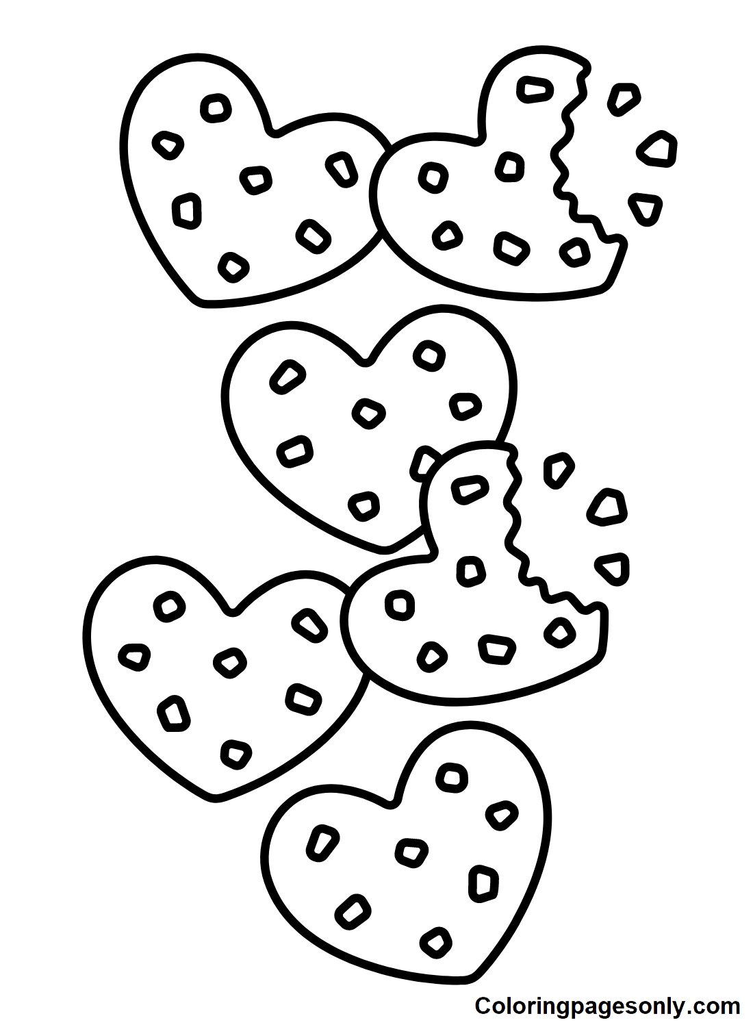 Cookie Heart Shape Coloring Pages