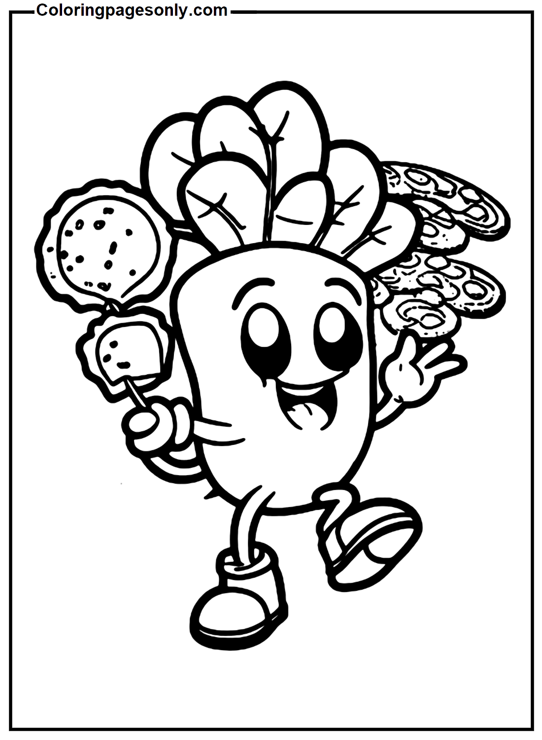Cookie With Cartoon Radish Coloring Pages