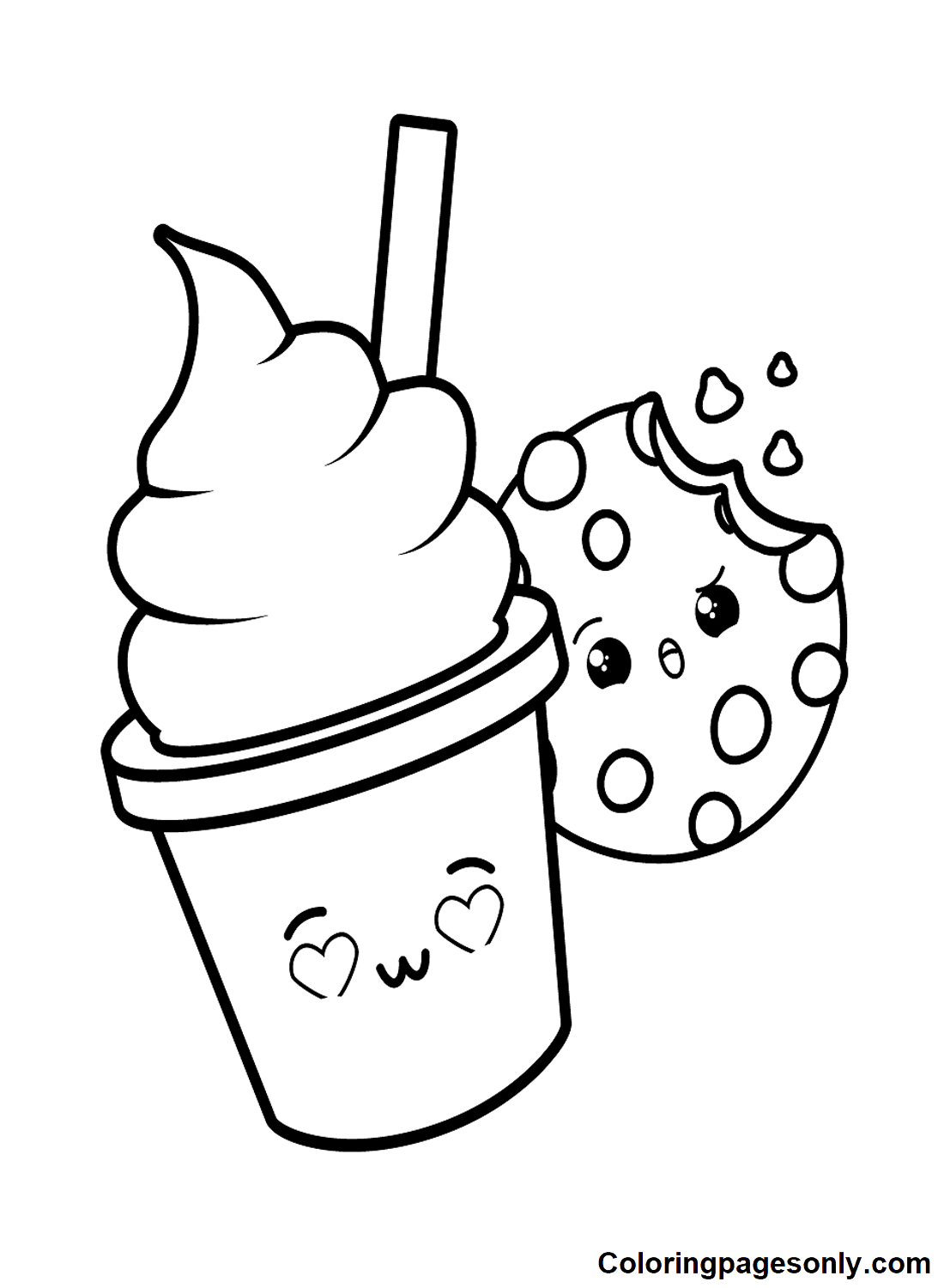Cookie with Ice Cream Coloring Pages