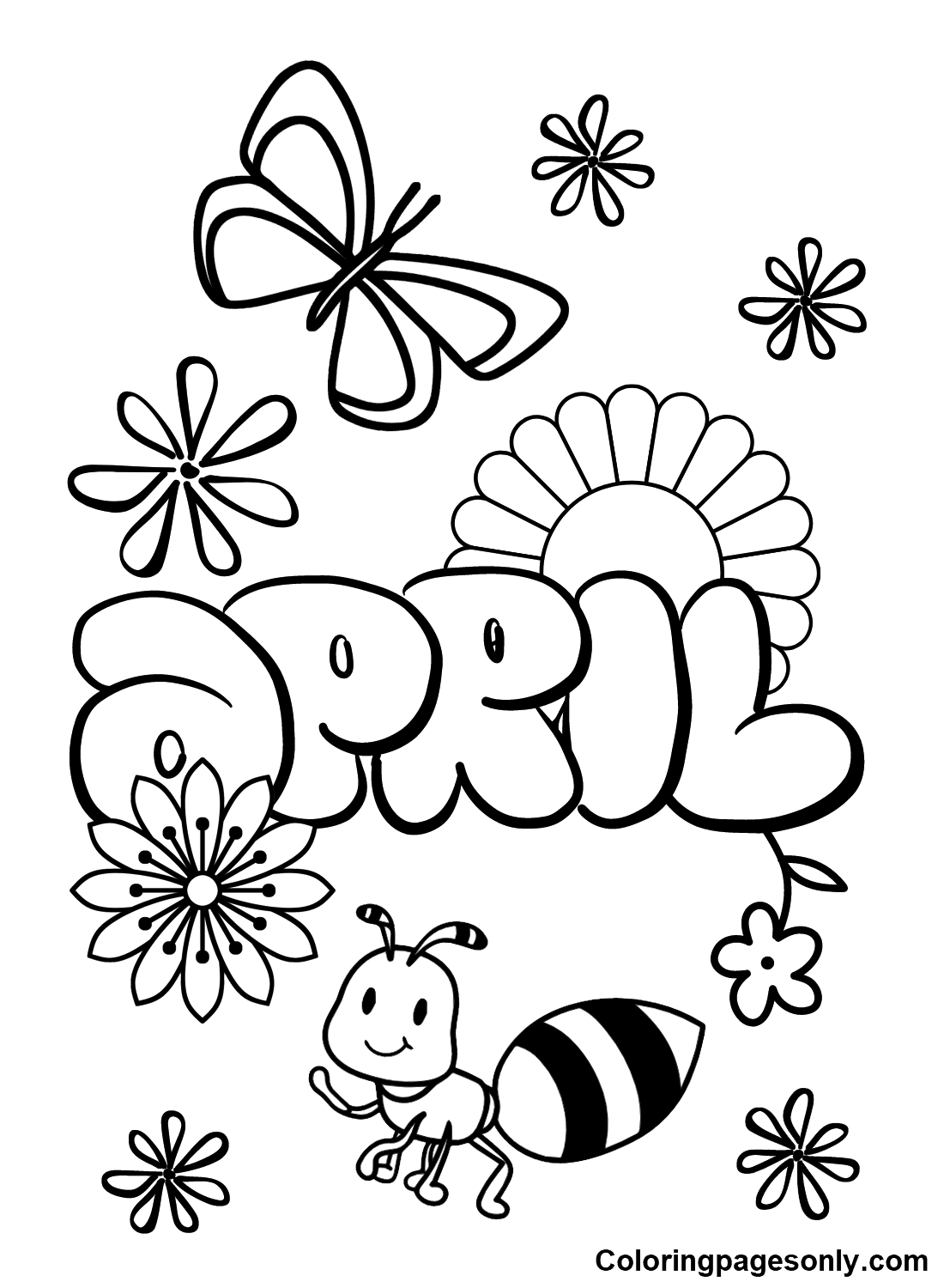 Cute Animals with April Coloring Pages