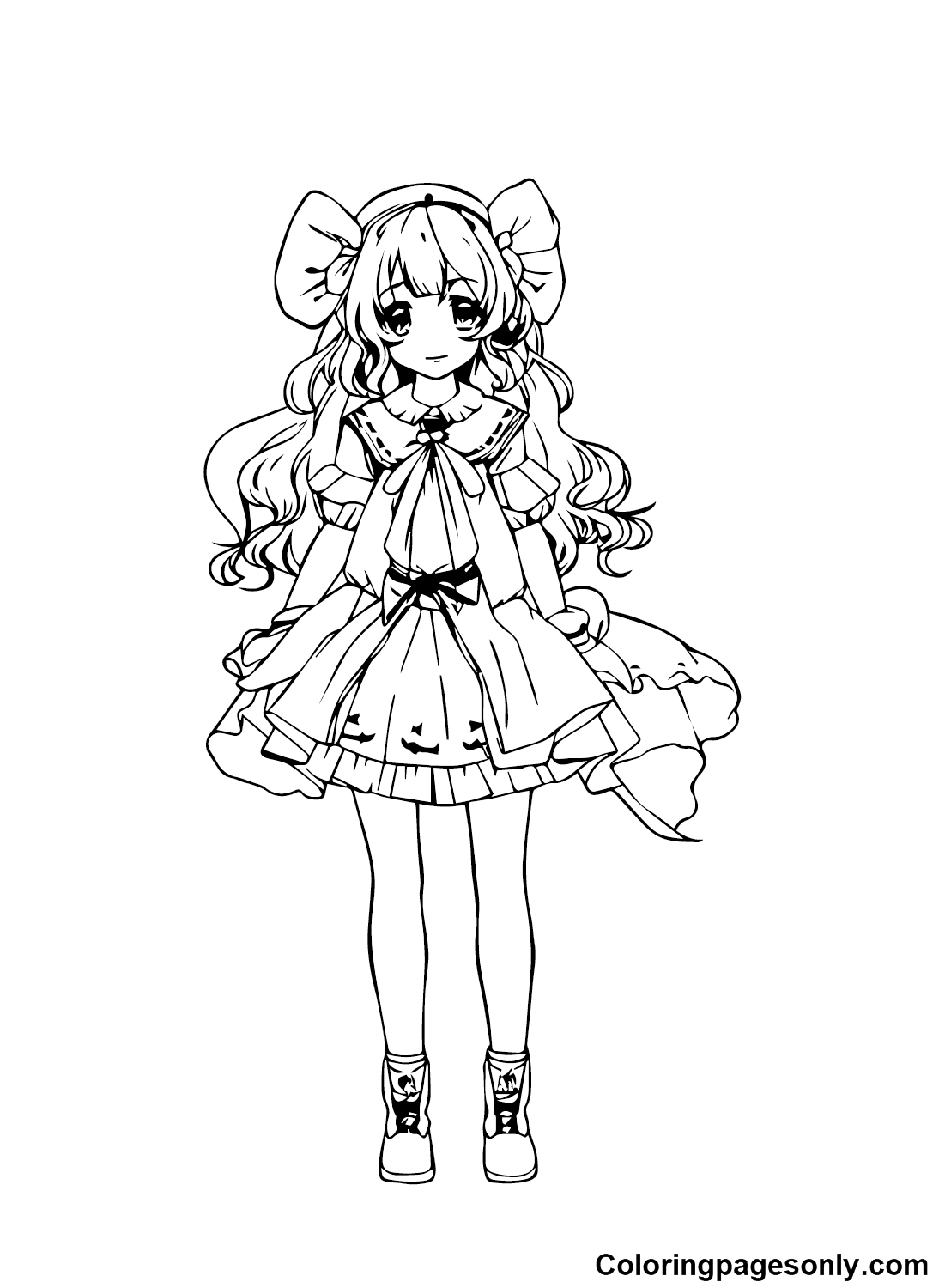 Anime Cute Girl Coloring Page - Free Printable Coloring Pages