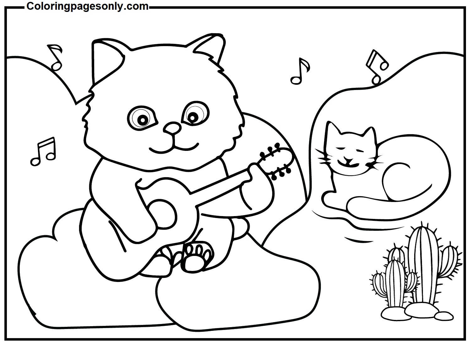 可爱的猫和吉他从吉他