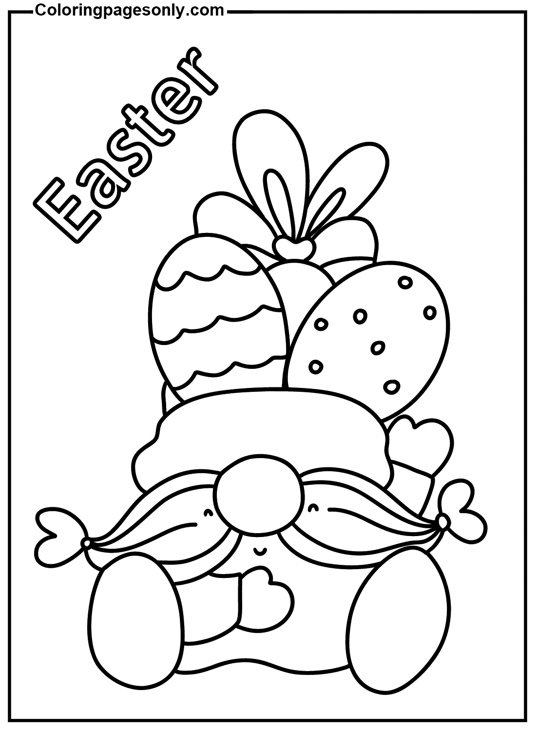 Cute Easter Gnome Coloring Pages