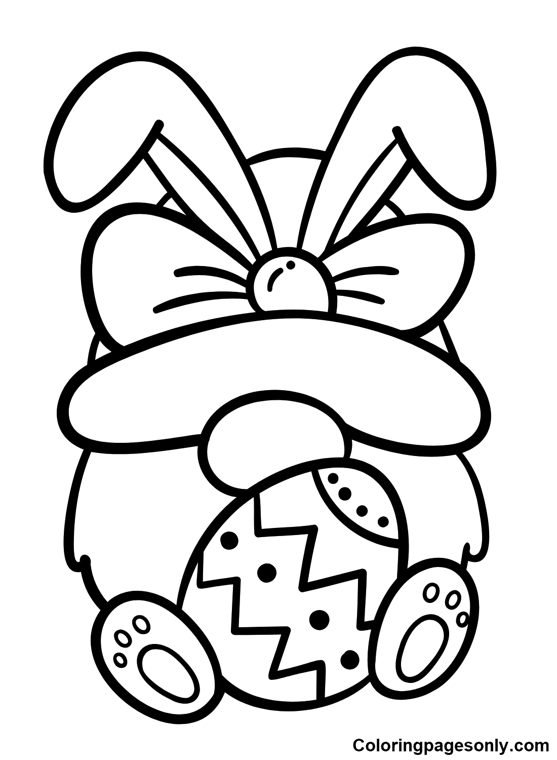 Cute Gnome Easter Holding Easter Egg Coloring Pages
