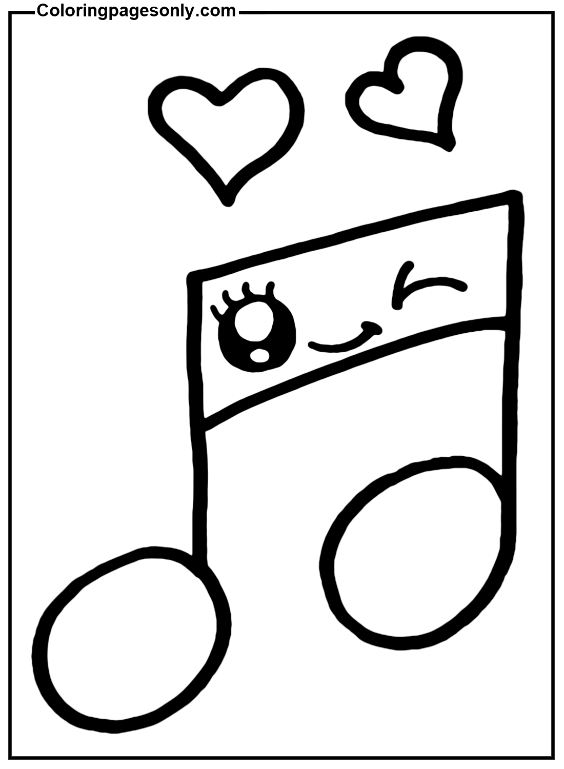 Cute Music Note Coloring Page