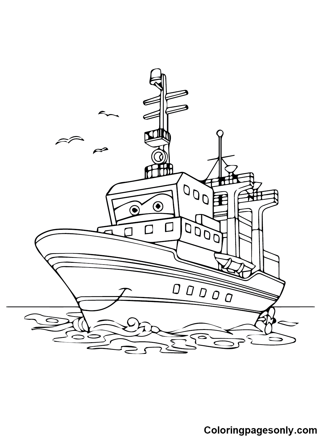 Cute Ship Coloring Page