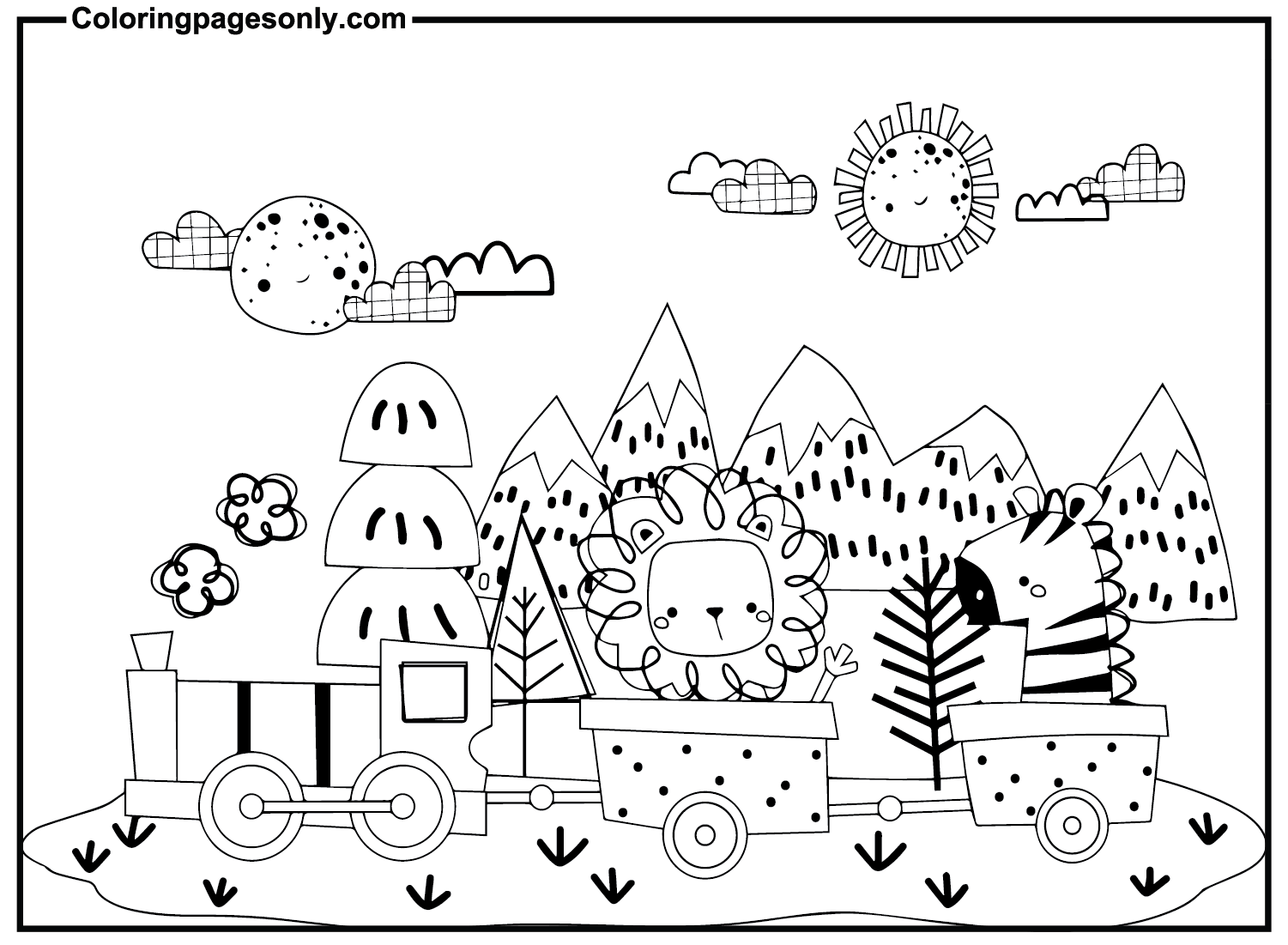 Cute Train For Kids Coloring Pages