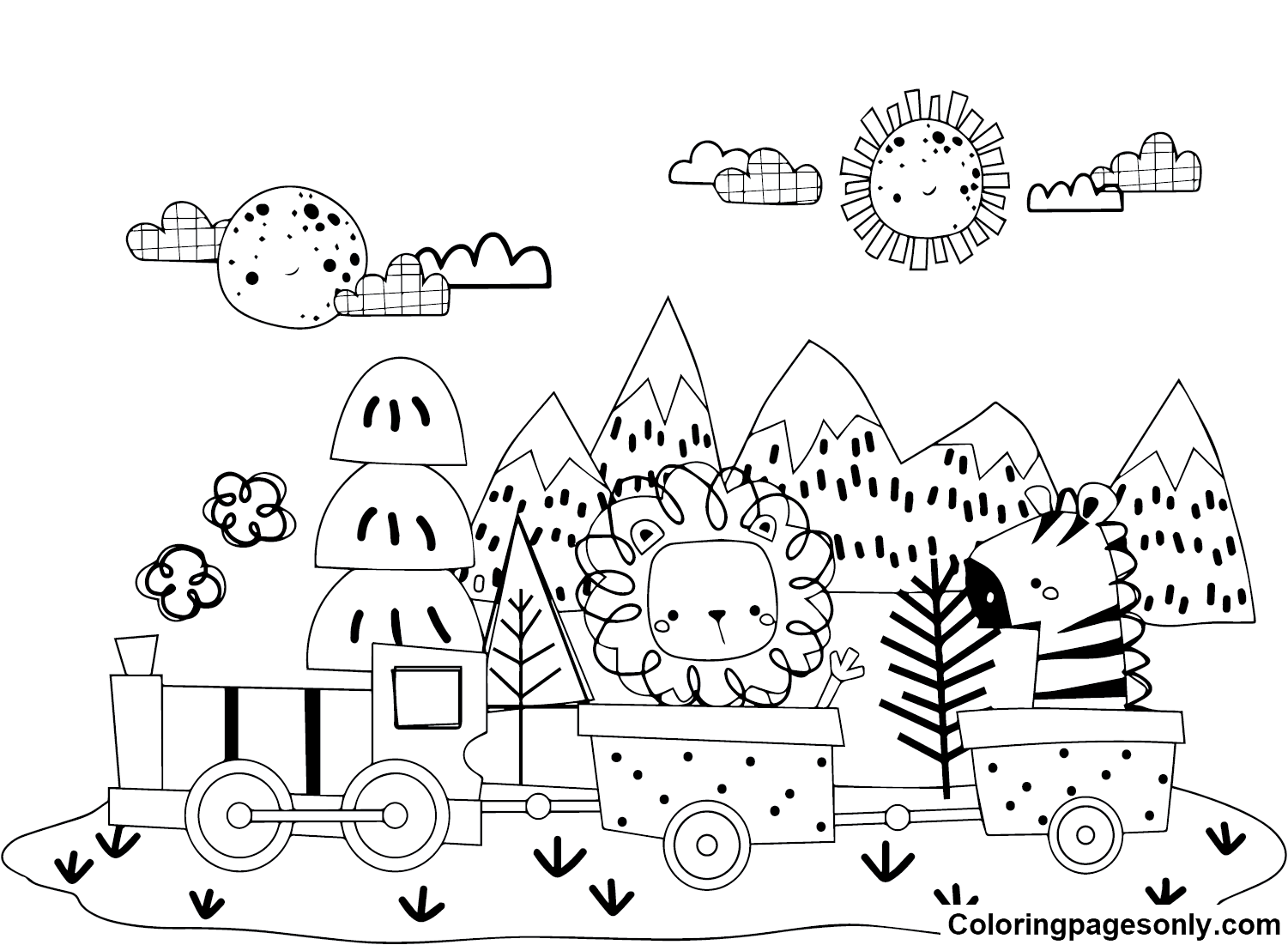 Cute Train for Kids Coloring Pages