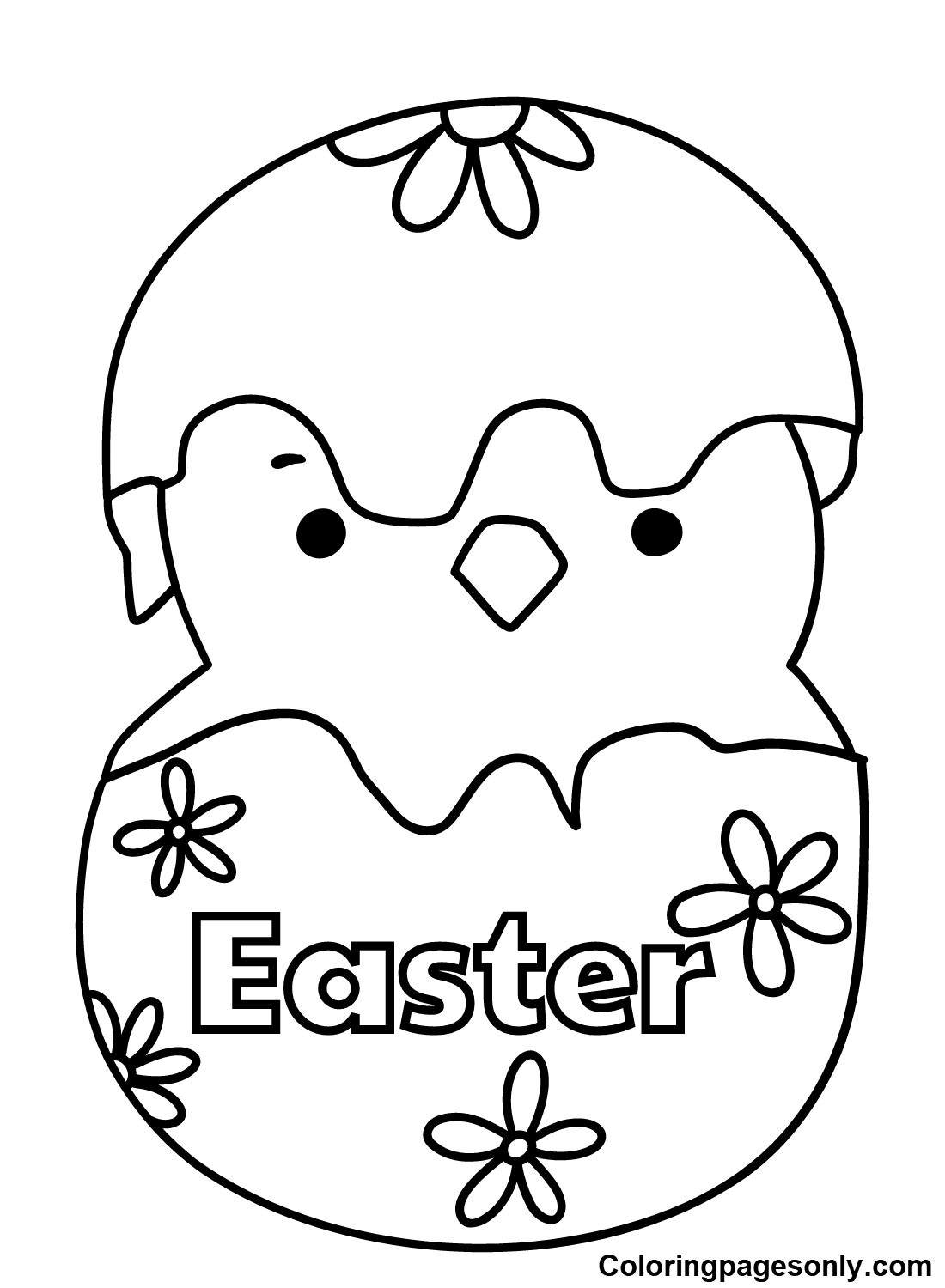 Easter Chick to Print Coloring Page