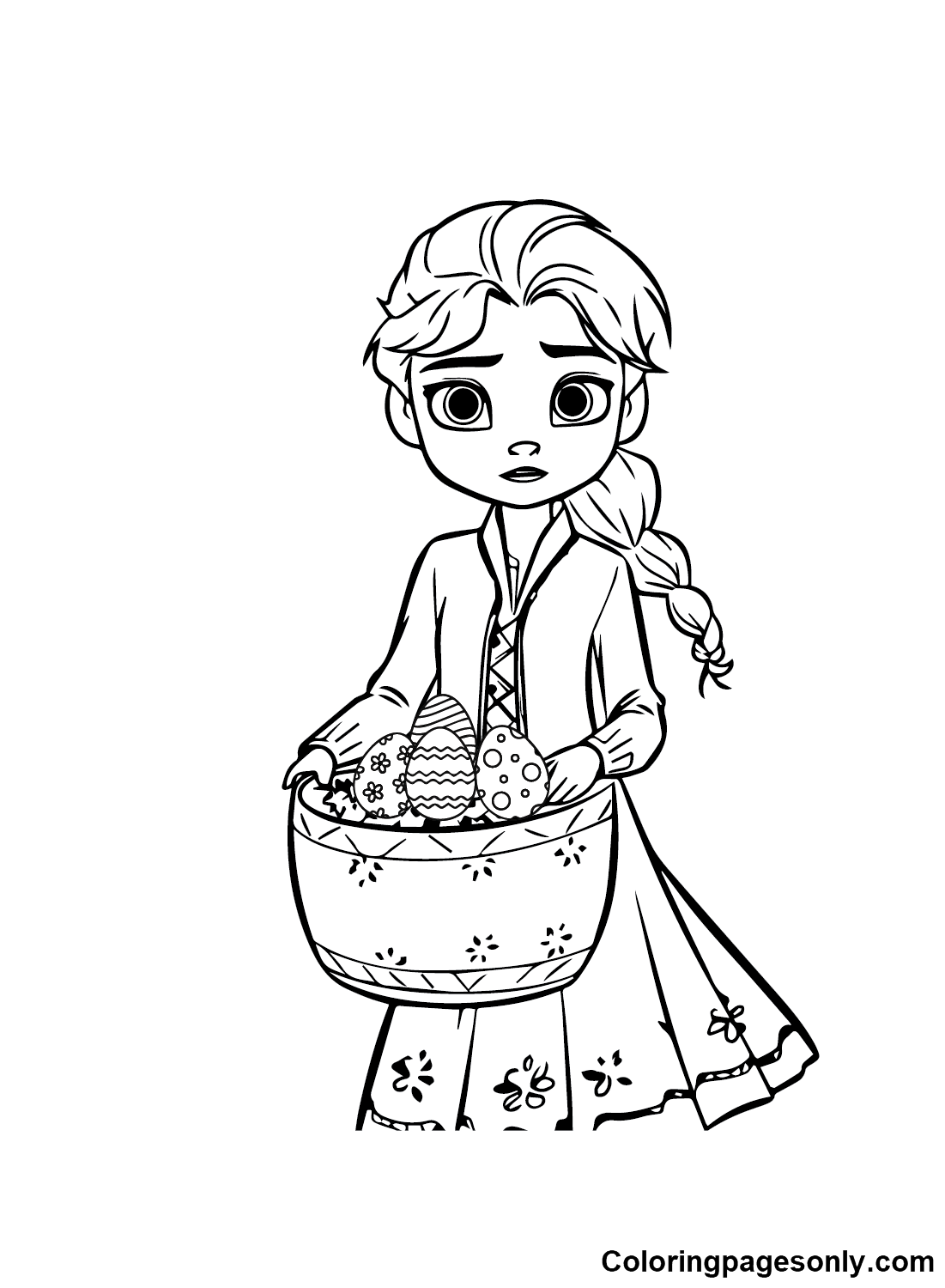Easter Elsa Coloring Pages