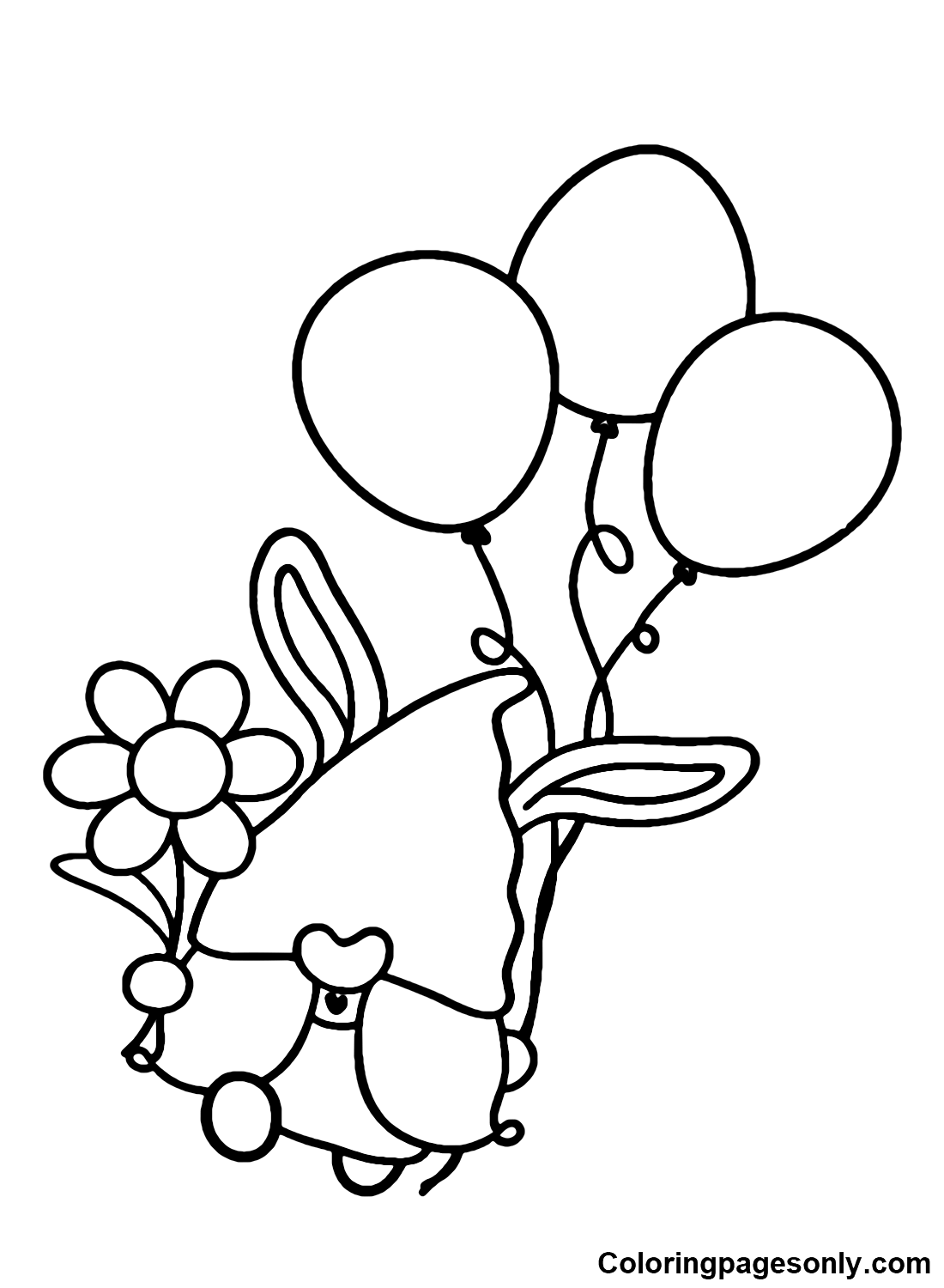 Easter Gnome with A Flower Coloring Pages