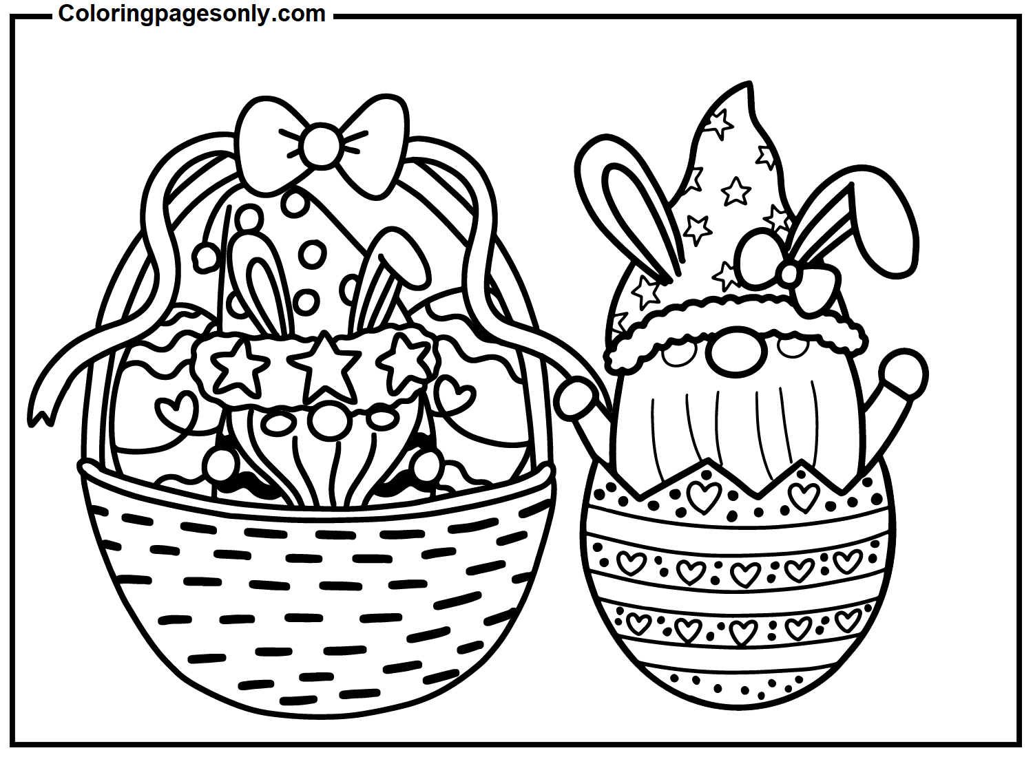Gnomo de Pascua con cestas de huevos de Easter Gnome