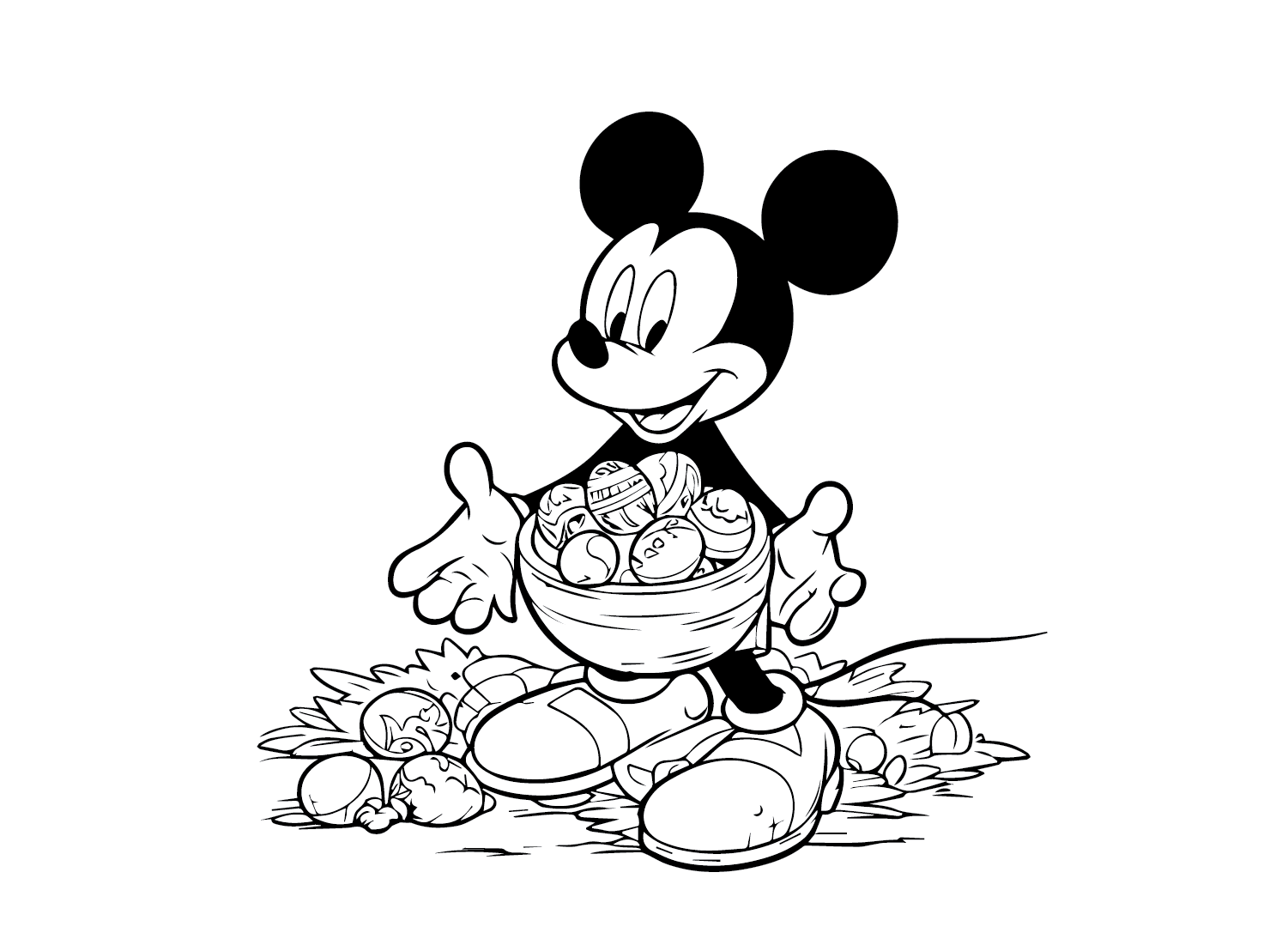 Easter Mickey Mouse Coloring Page