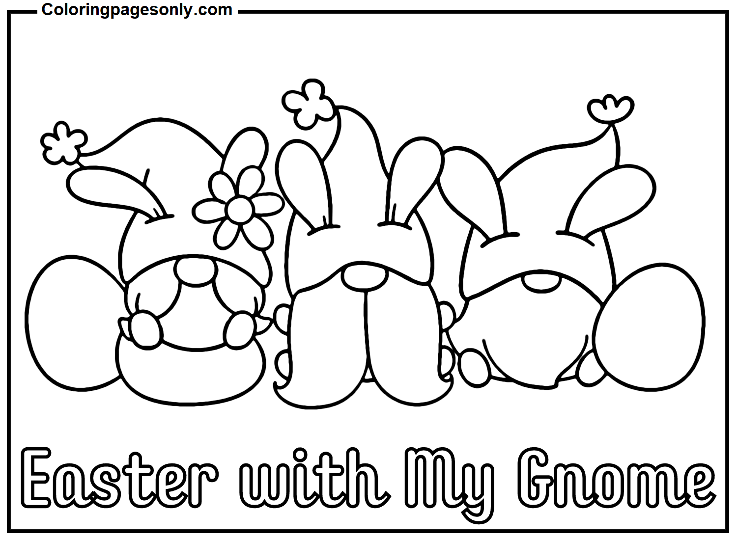 Easter With My Gnome Coloring Pages