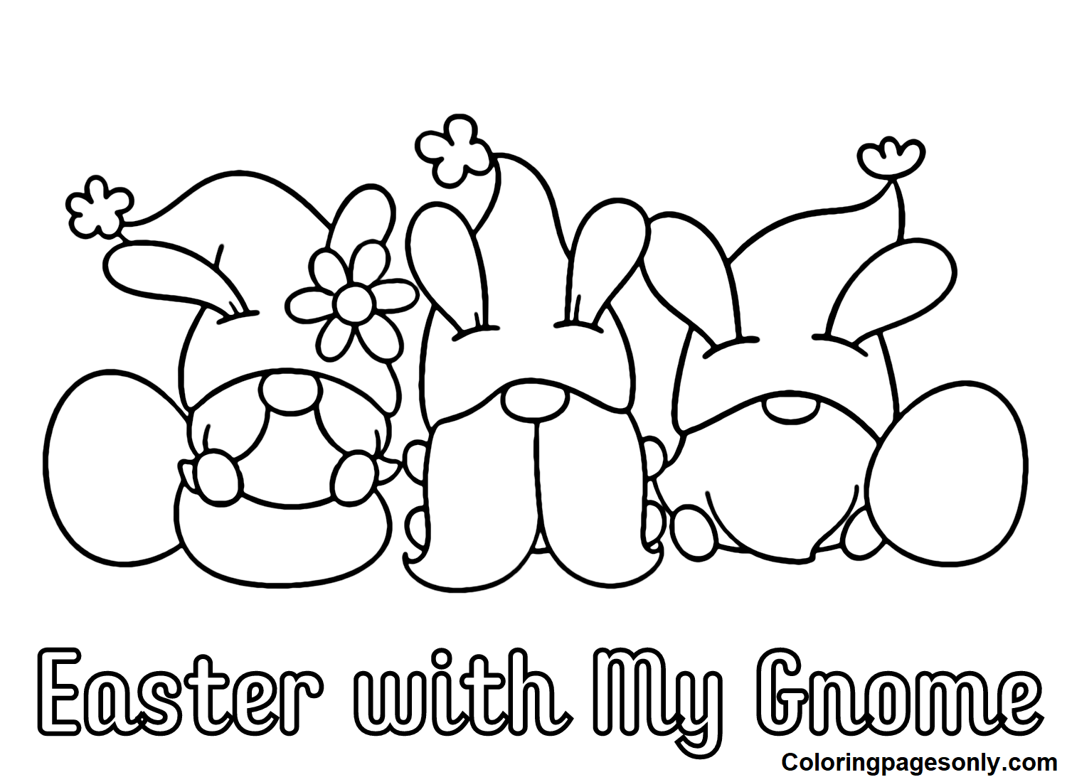 Easter with My Gnome Coloring Pages