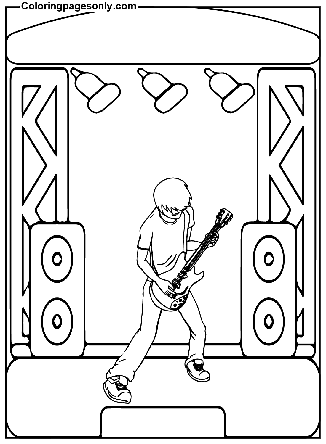 Free Electric Guitar Coloring Page
