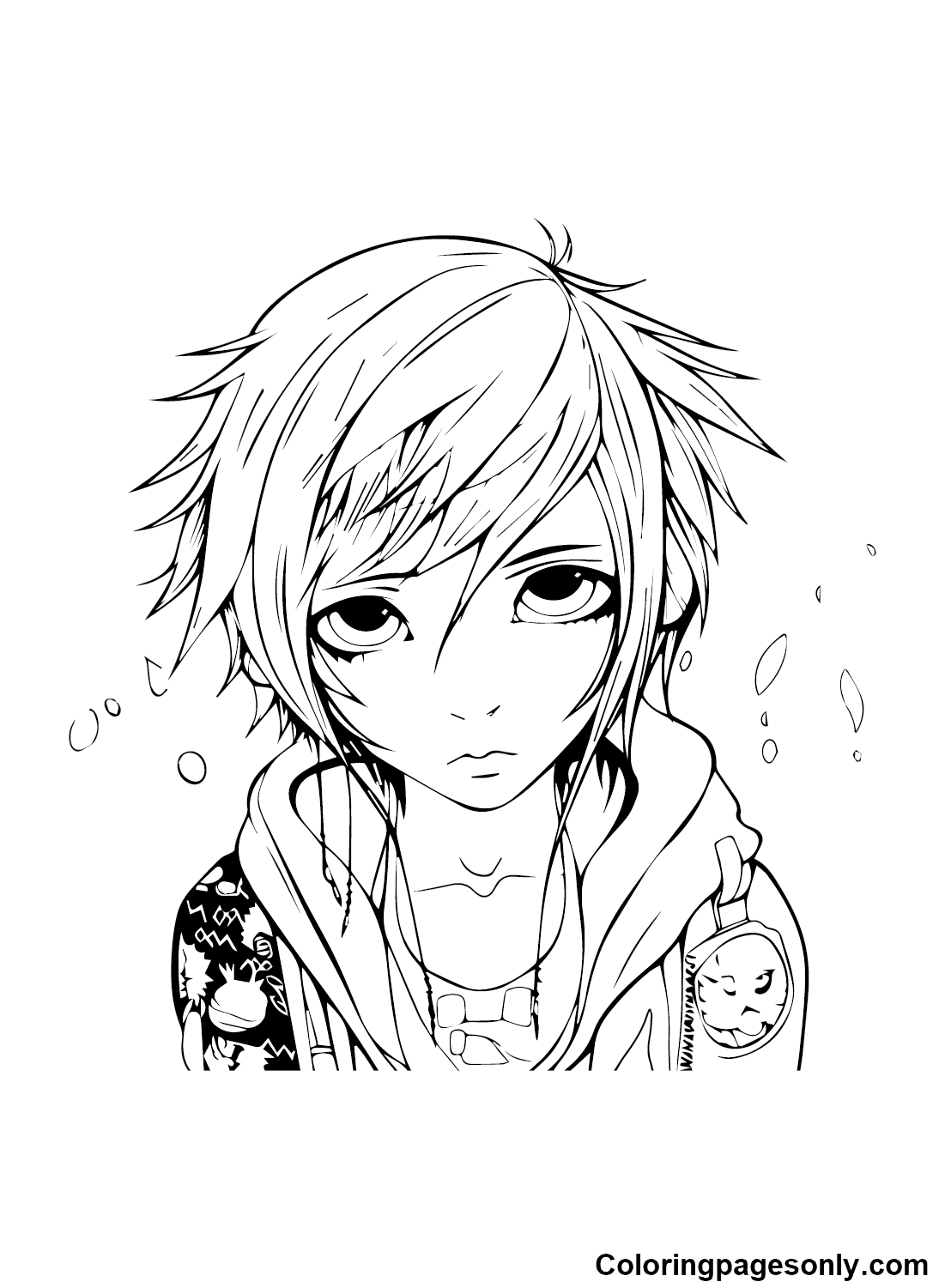 Emo Anime Coloring Page