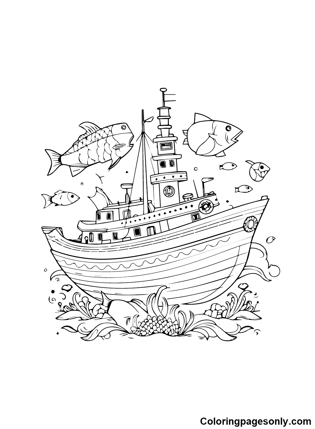 Fishing Ship Coloring Pages