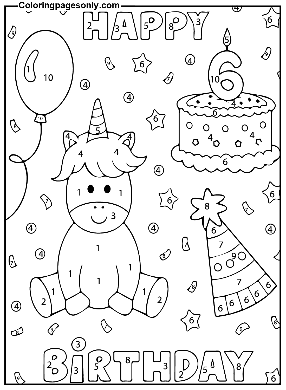 Free Color By Number Unicorn Coloring Pages